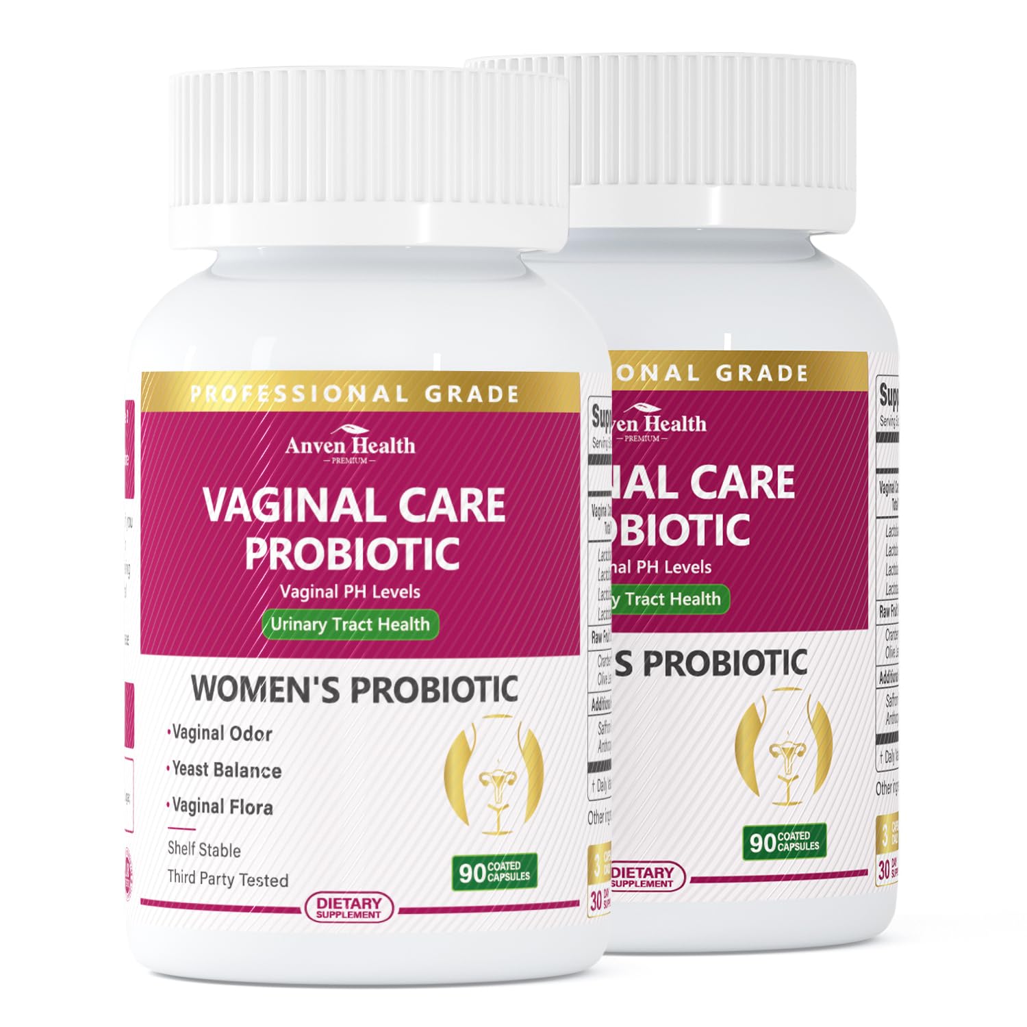 Anven Health Vaginal Probiotics for Women pH Balance with Prebiotics, 60 Billion Probiotics for Vaginal Flora, Odor & Yeast Support, Digestive Health, Vegan & Non-GMO, 180 Capsules