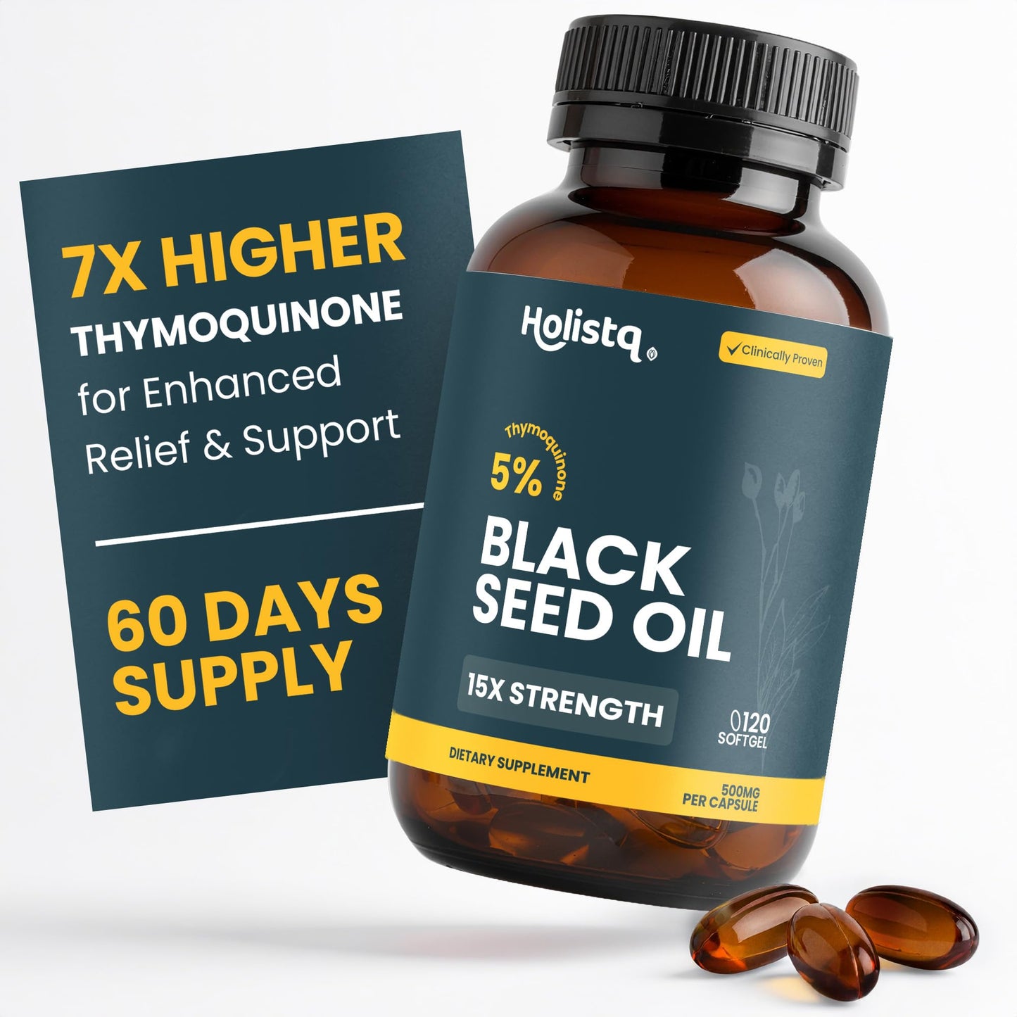 HOLISTQ Black Seed Oil Organic Cold Pressed Capsules 120 Softgels