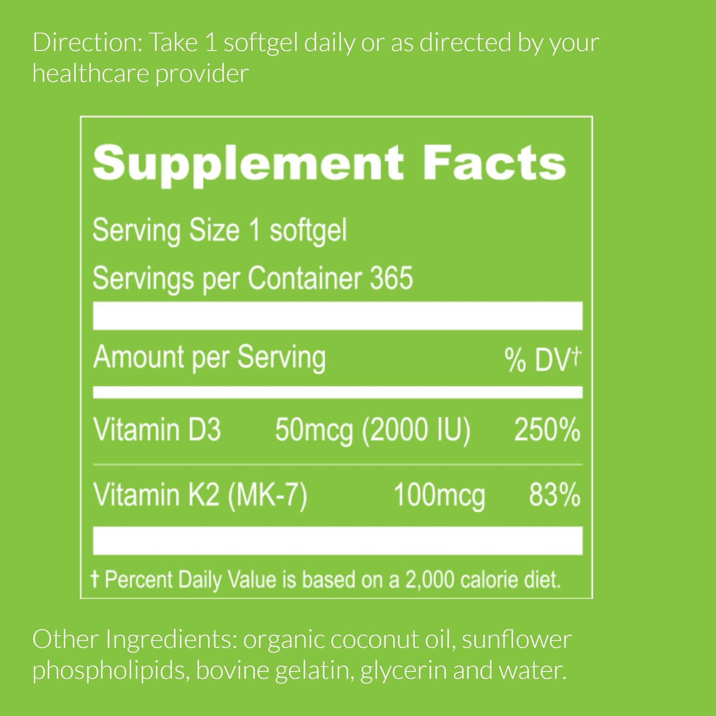 UpNourish Liposomal Vitamin D3 K2 2000 IU with K2 MK-7 100 mcg Softgels 365