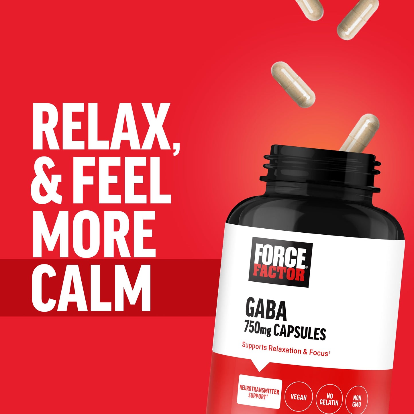 Force Factor GABA 750mg Capsules, 100 Count