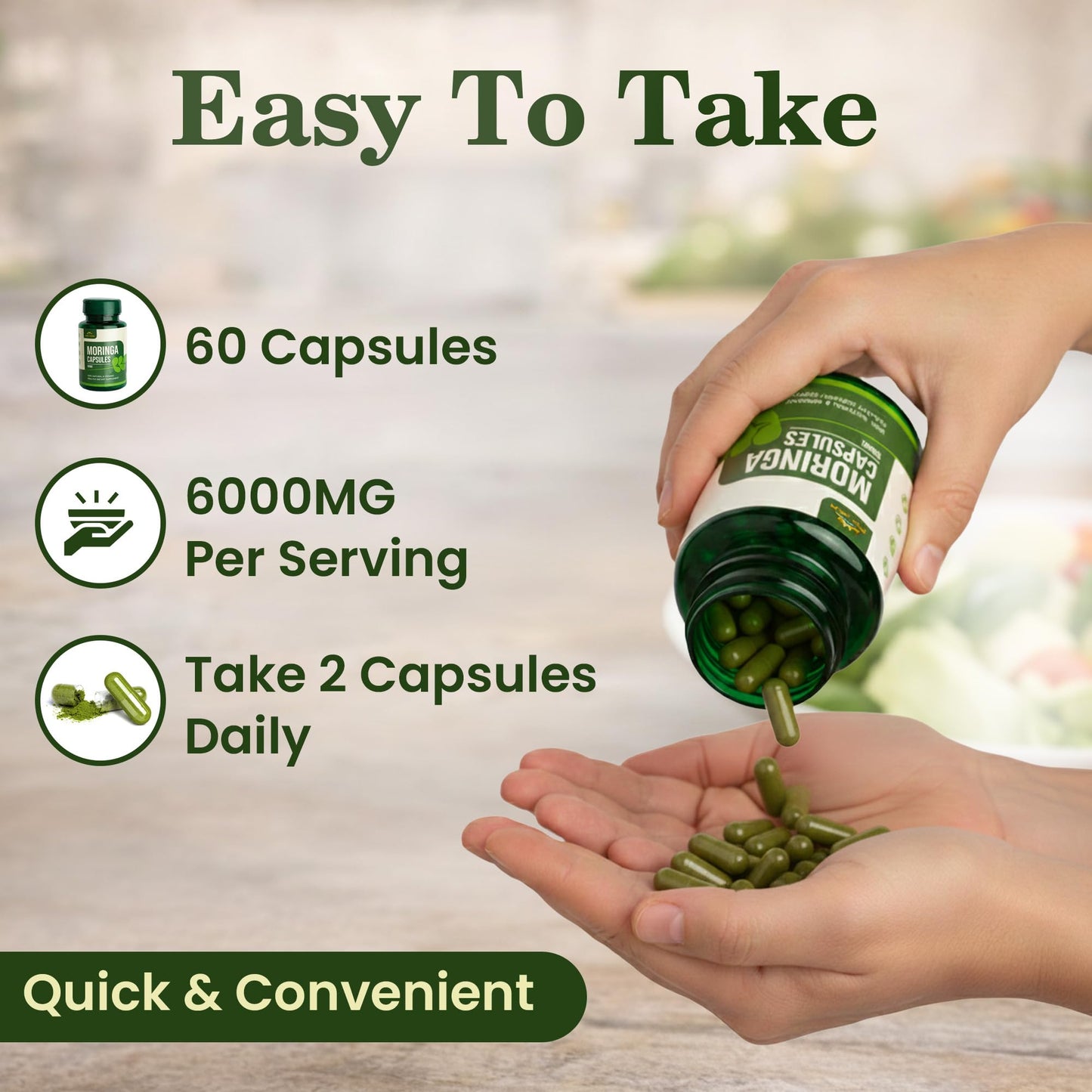 RAFFINO Moringa Organic Capsules, 60 Capsules