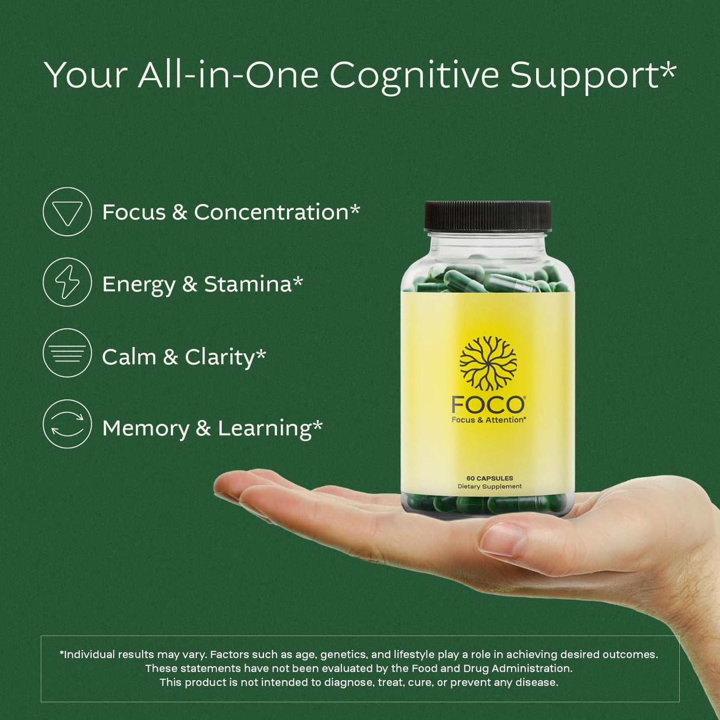 Think FOCO Natural Focus Supplement for Teens & Adults Capsule 180 Capsules