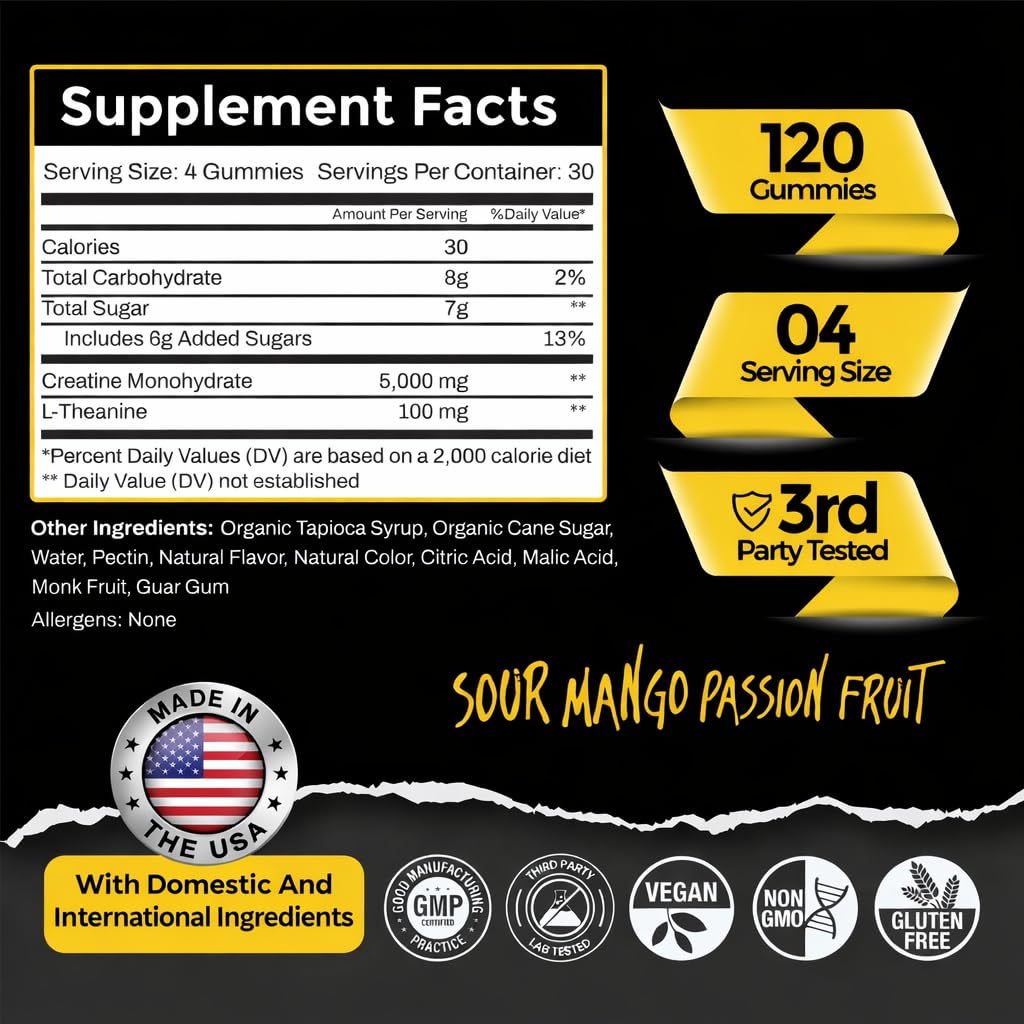 BLACK SHEEP NUTRITION Creatine Gummies Gummy, 120 Count