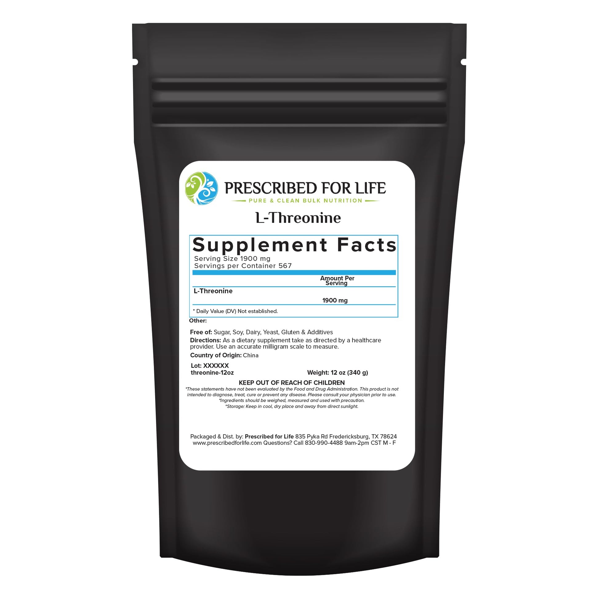 Prescribed For Life L-Threonine Powder 11.99 oz