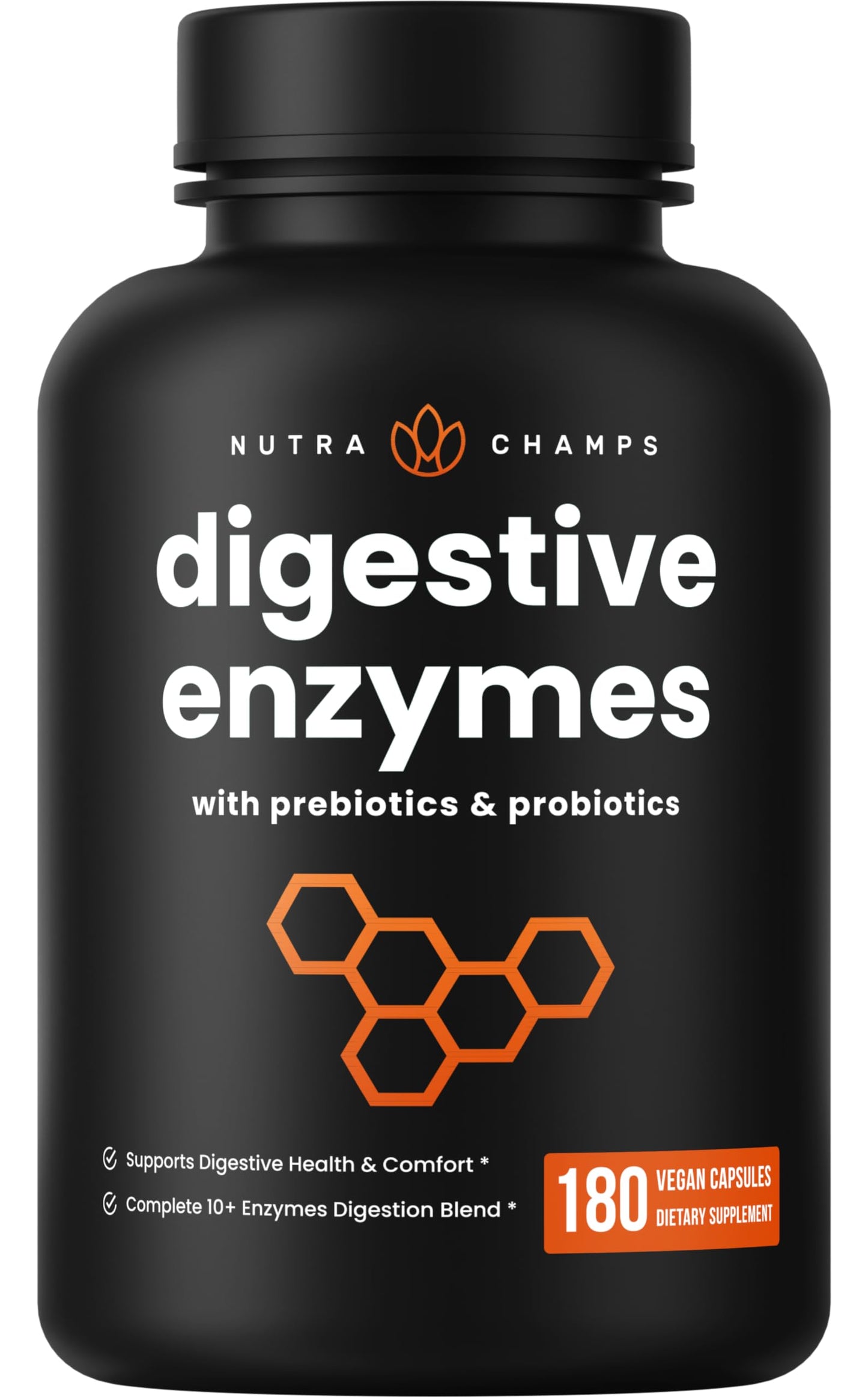 NutraChamps Digestive Enzymes with Probiotics and Prebiotics for Women & Men Capsules, 180 Count