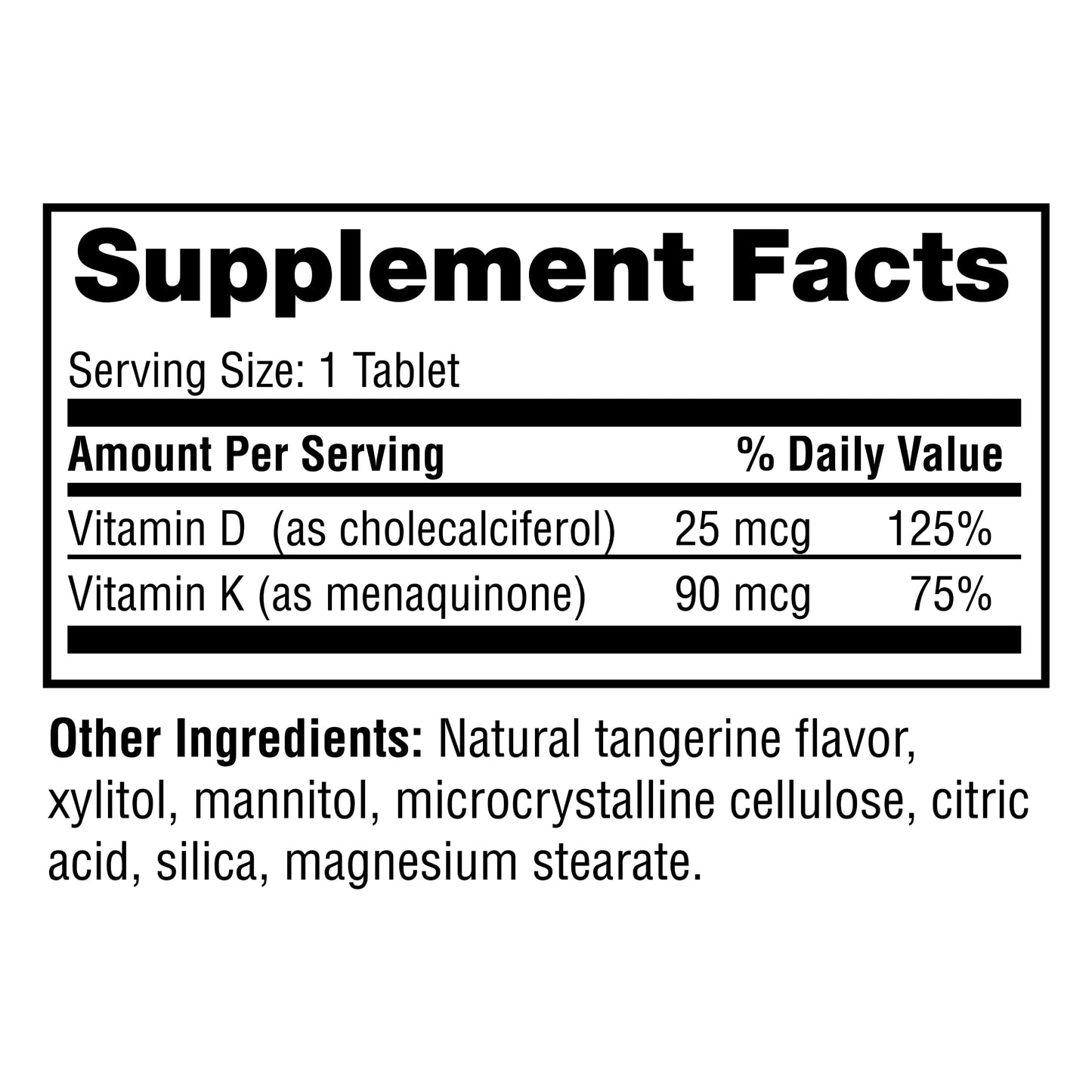 Twinlab Vitamin D3 1000 IU + K2 Tablets 60 Count