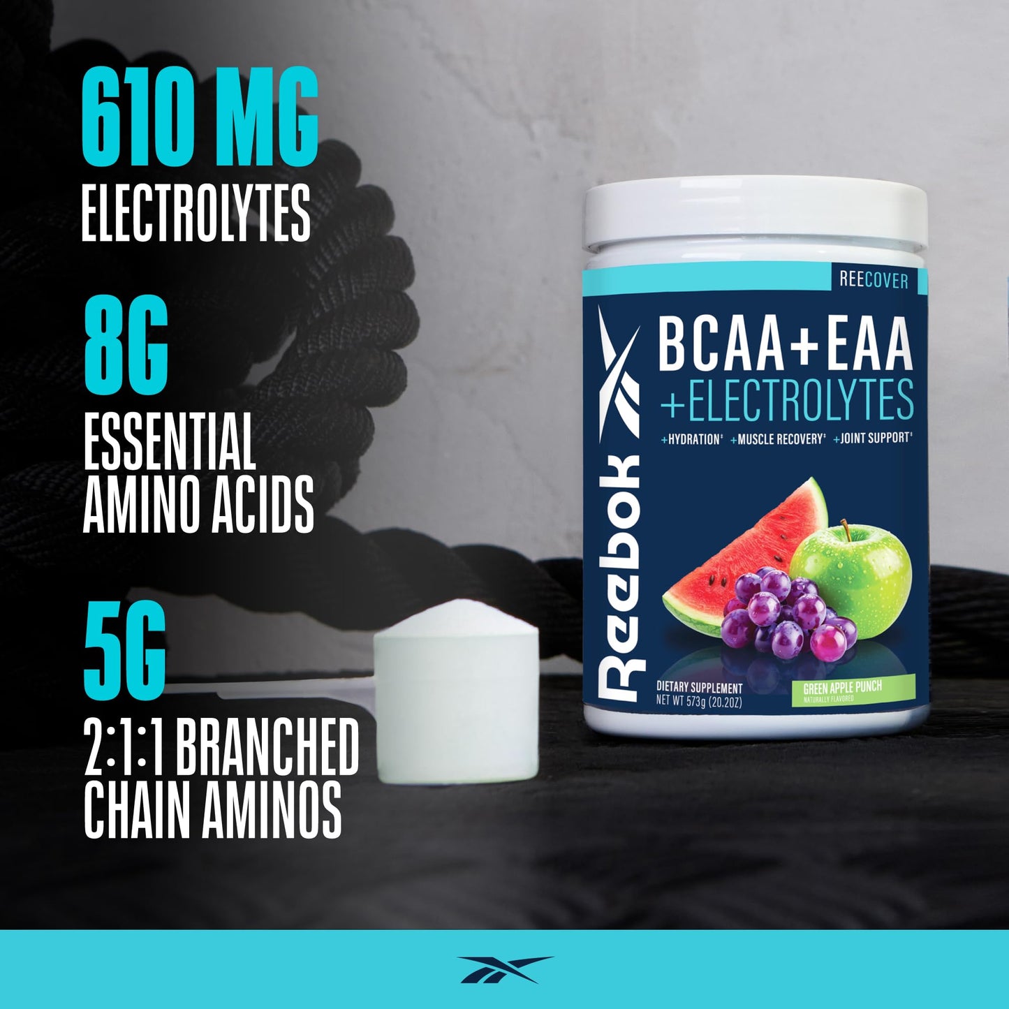 Reebok REEcover Amino Acids + Electrolytes Powder, 20.2 oz