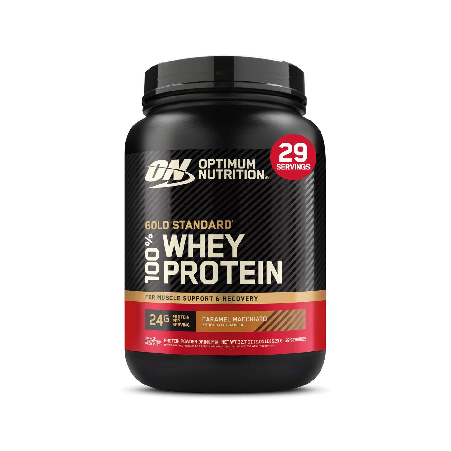 Optimum Nutrition Gold Standard 100% Whey Protein Powder, Caramel Macchiato, 2 lb, 32 Servings