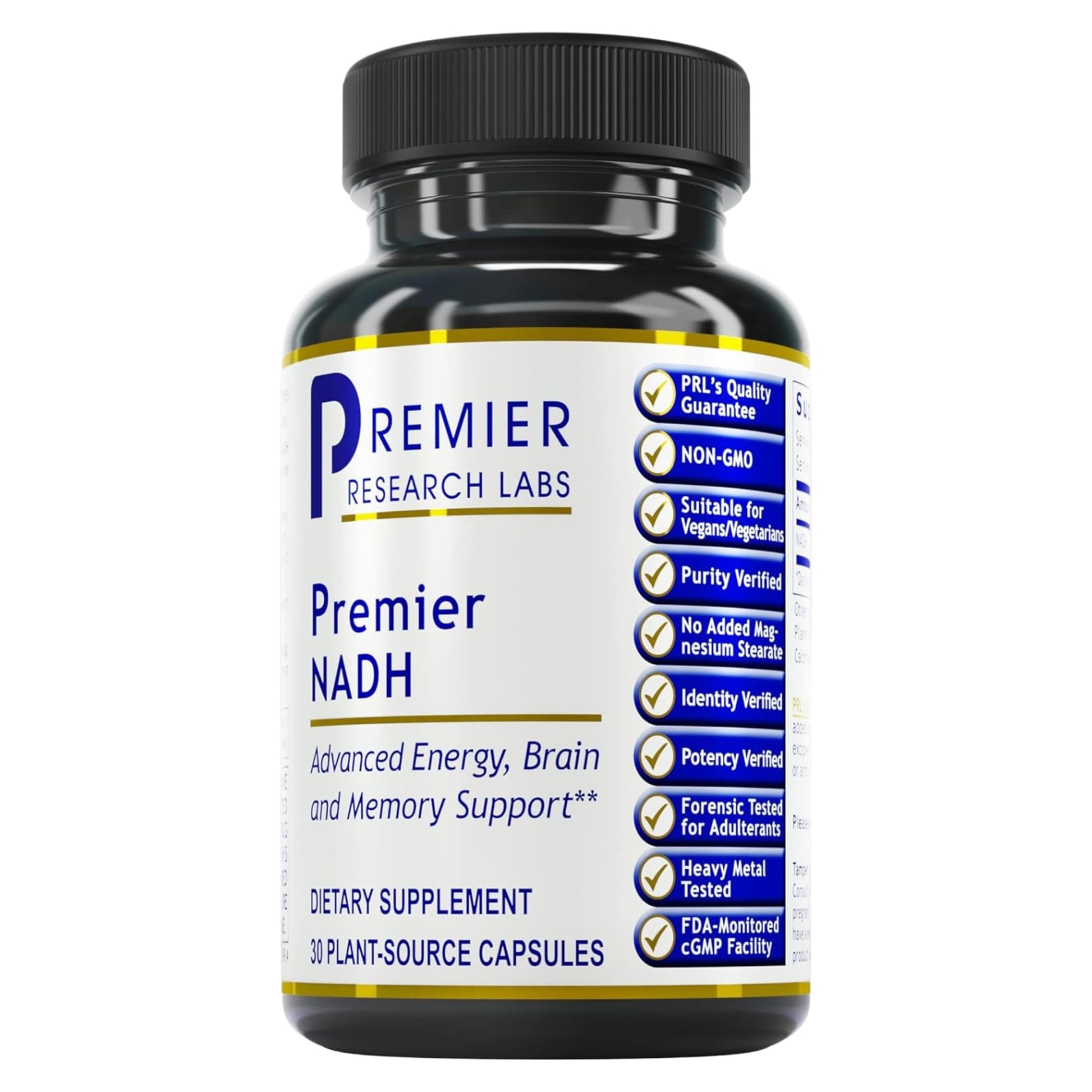 Premier Research Labs NADH Supplement, Nicotinamide Adenine Dinucleotide, Cell Regenerator, Respiratory Support, 30 Capsules