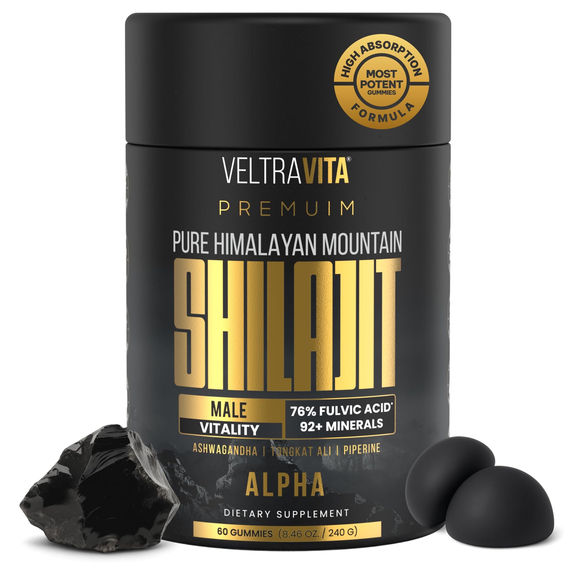 VeltraVita Alpha Shilajit Gummies 60 Count