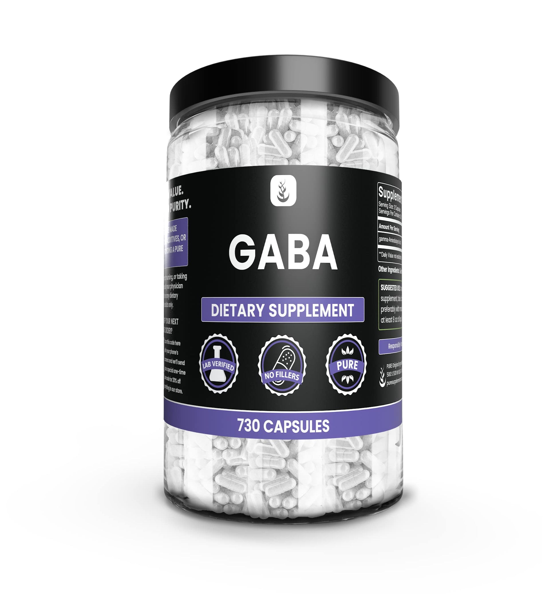 PURE ORIGINAL INGREDIENTS GABA Capsule 730 Count