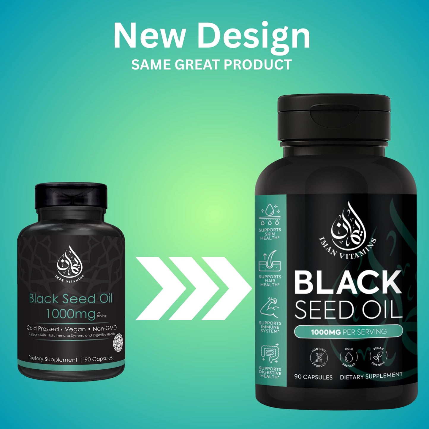 Iman Vitamins Black Seed Oil Capsules 1000mg, Cold Pressed, Vegan, Non-GMO, Gluten Free, Nigella Sativa, 90 Capsules