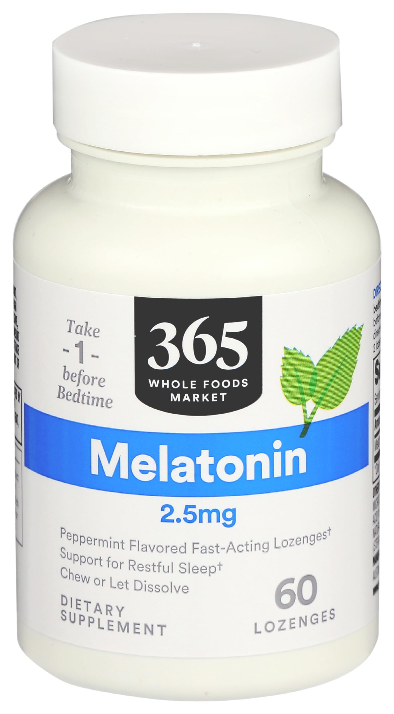 365 by Whole Foods Market Melatonin Lozenges 2.5mg Peppermint Flavor Tablet 60 Count