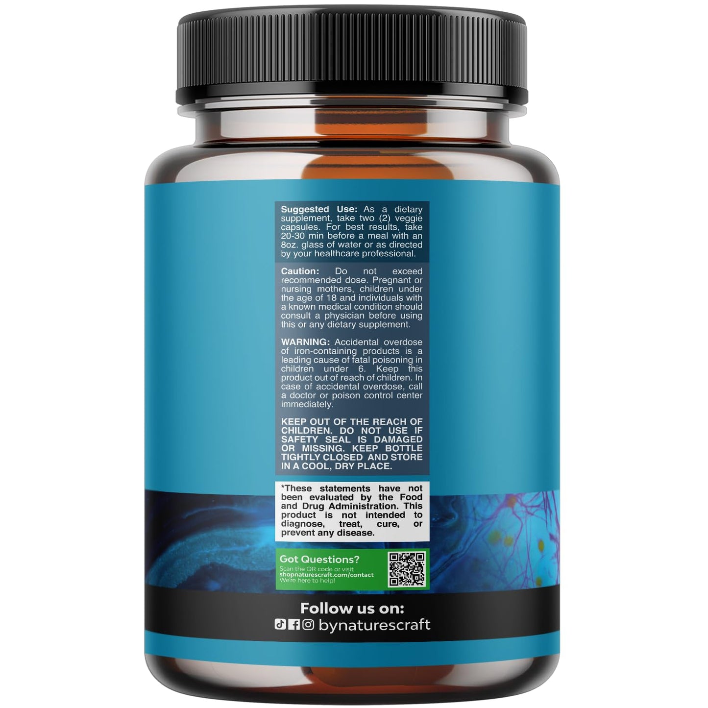 Natures Craft Nootropic Brain Supplement for Memory and Focus Support Capsule, 60 Count