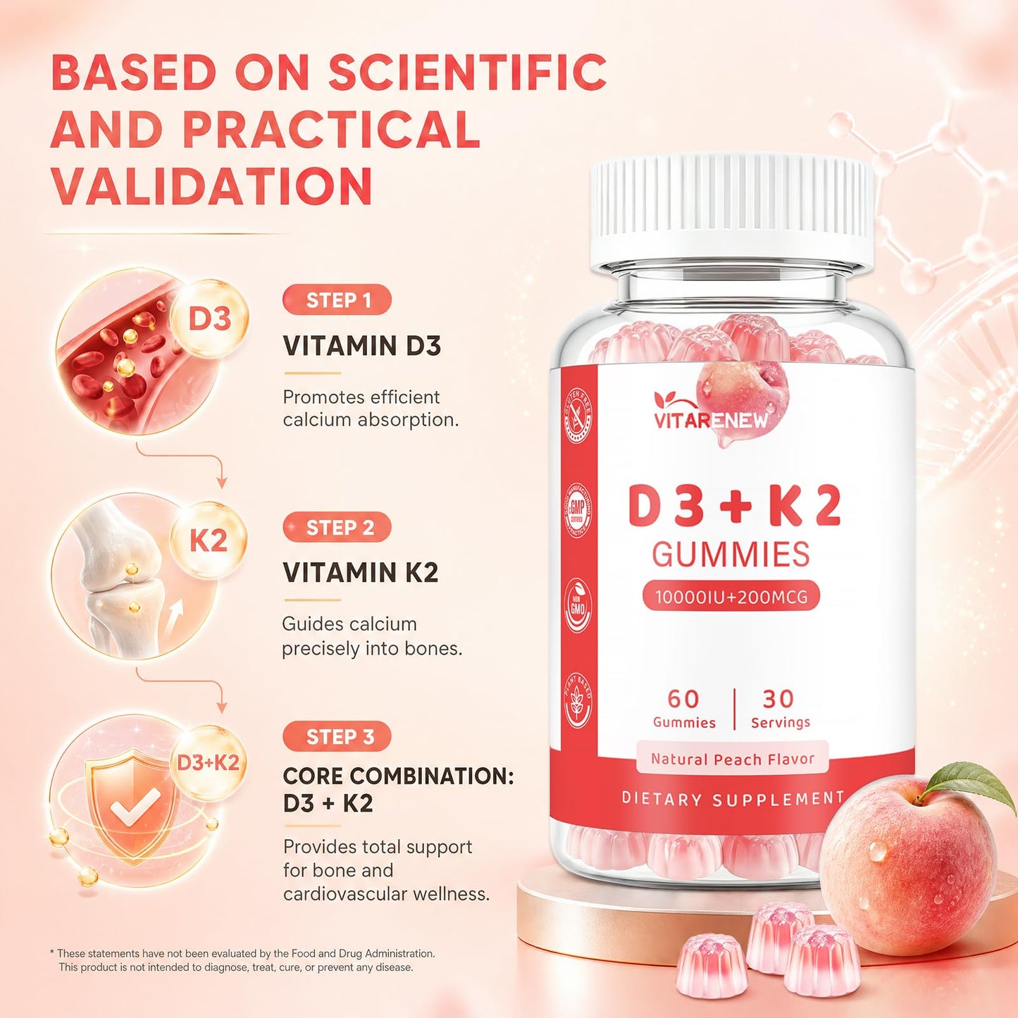 VITARENEW Vitamin D3 & K2 Gummies, 120 Count