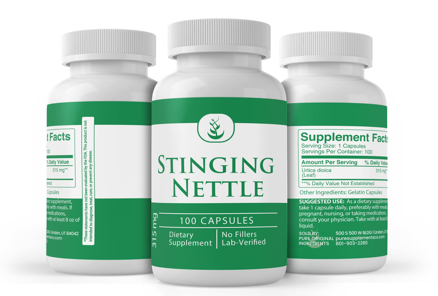 Pure Organic Ingredients Stinging Nettle Capsule, 100 Capsules