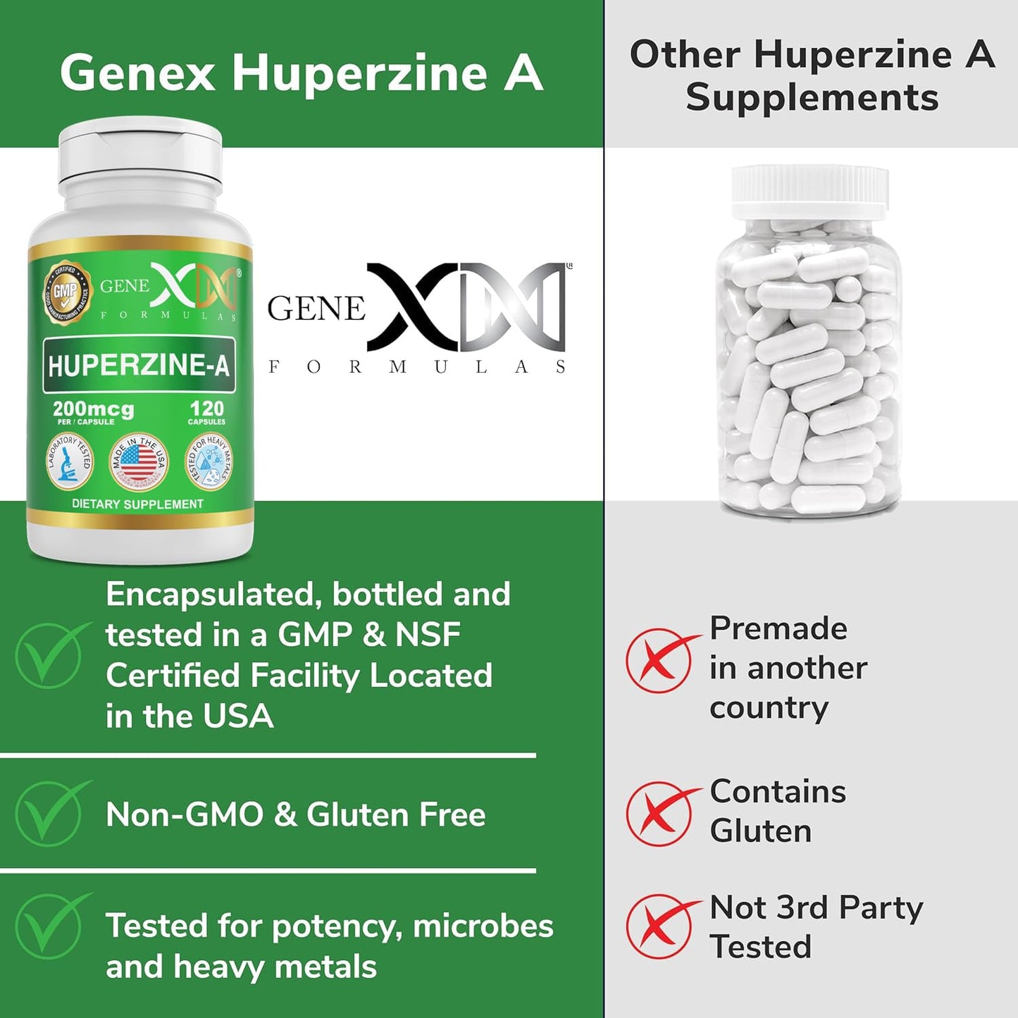 Genex Formulas Huperzine A 200mcg Capsule, 120 Count