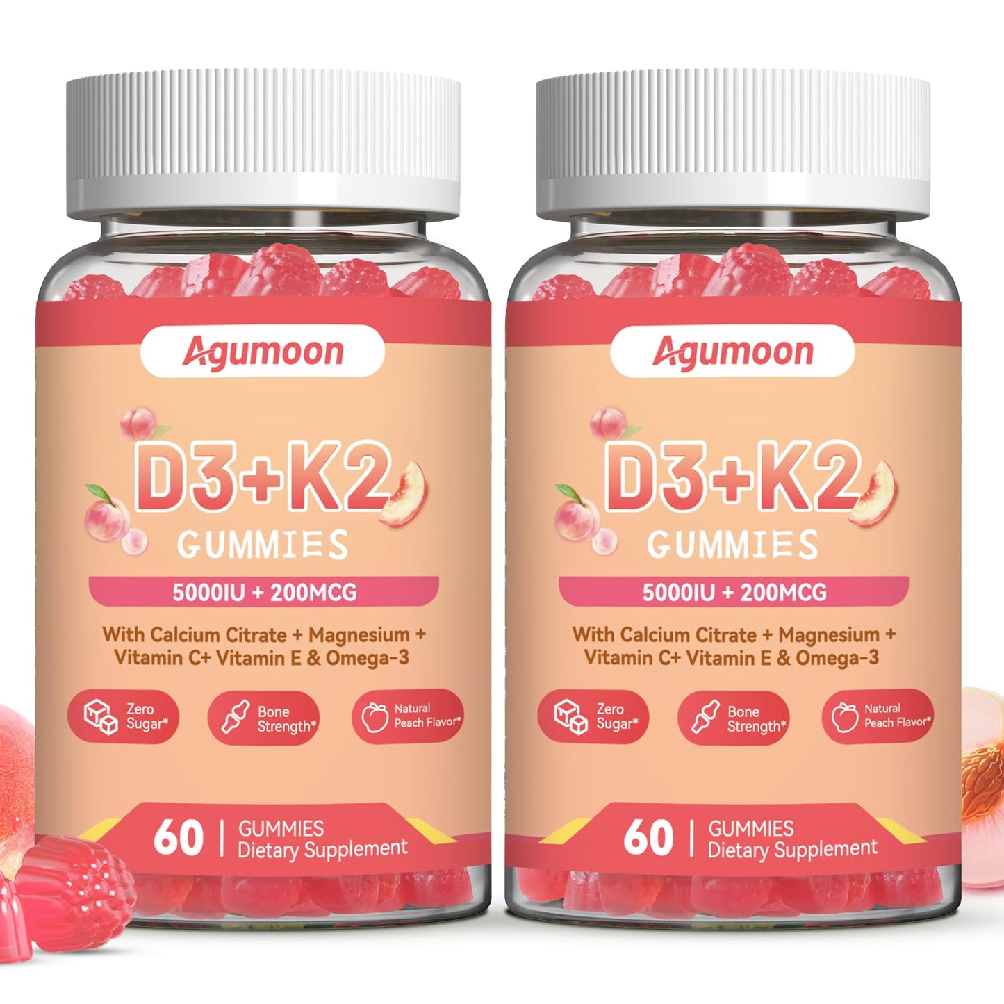 Agumoon Vitamin D3 K2 Gummies 120 Gummies