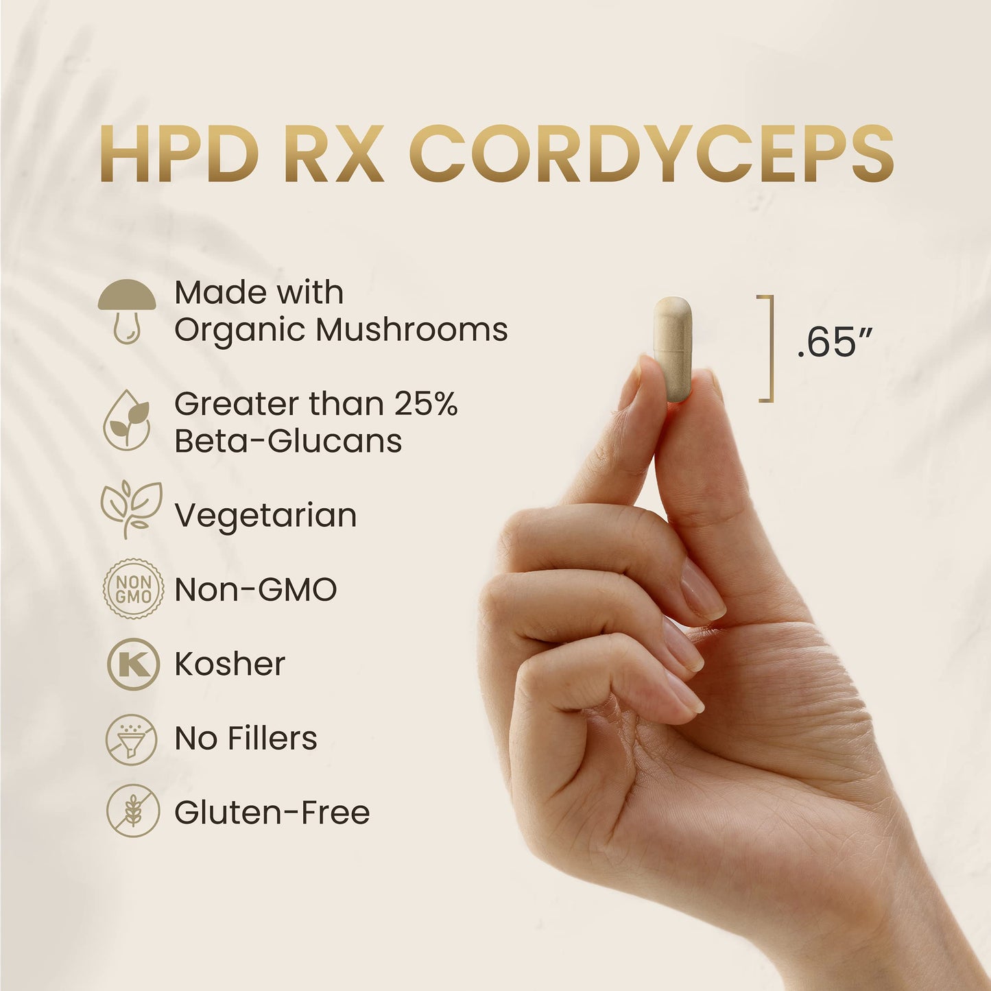 HPD Rx Premium Organic Cordyceps Mushroom Extract Performance Supplement for Energy, Endurance and Immunity, 120 Capsules
