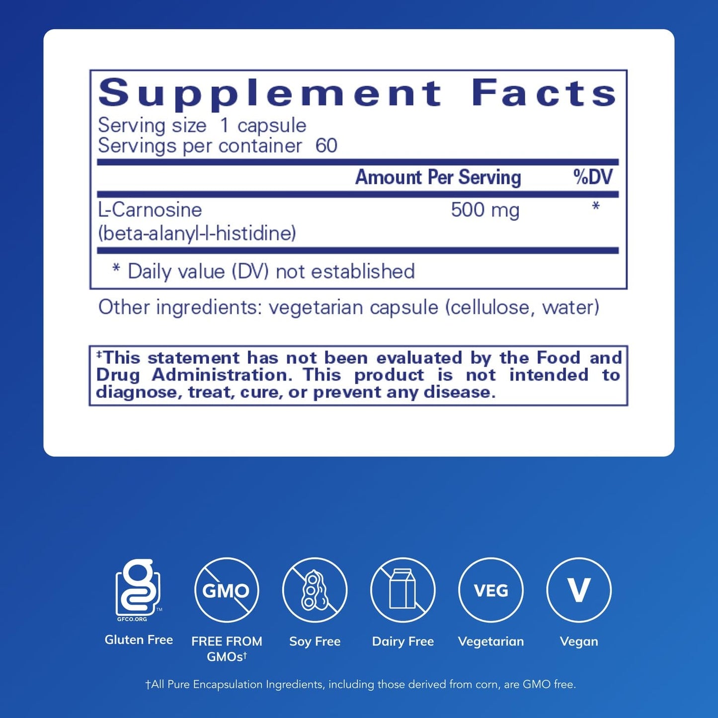 Pure Encapsulations L-Carnosine 60 Capsules