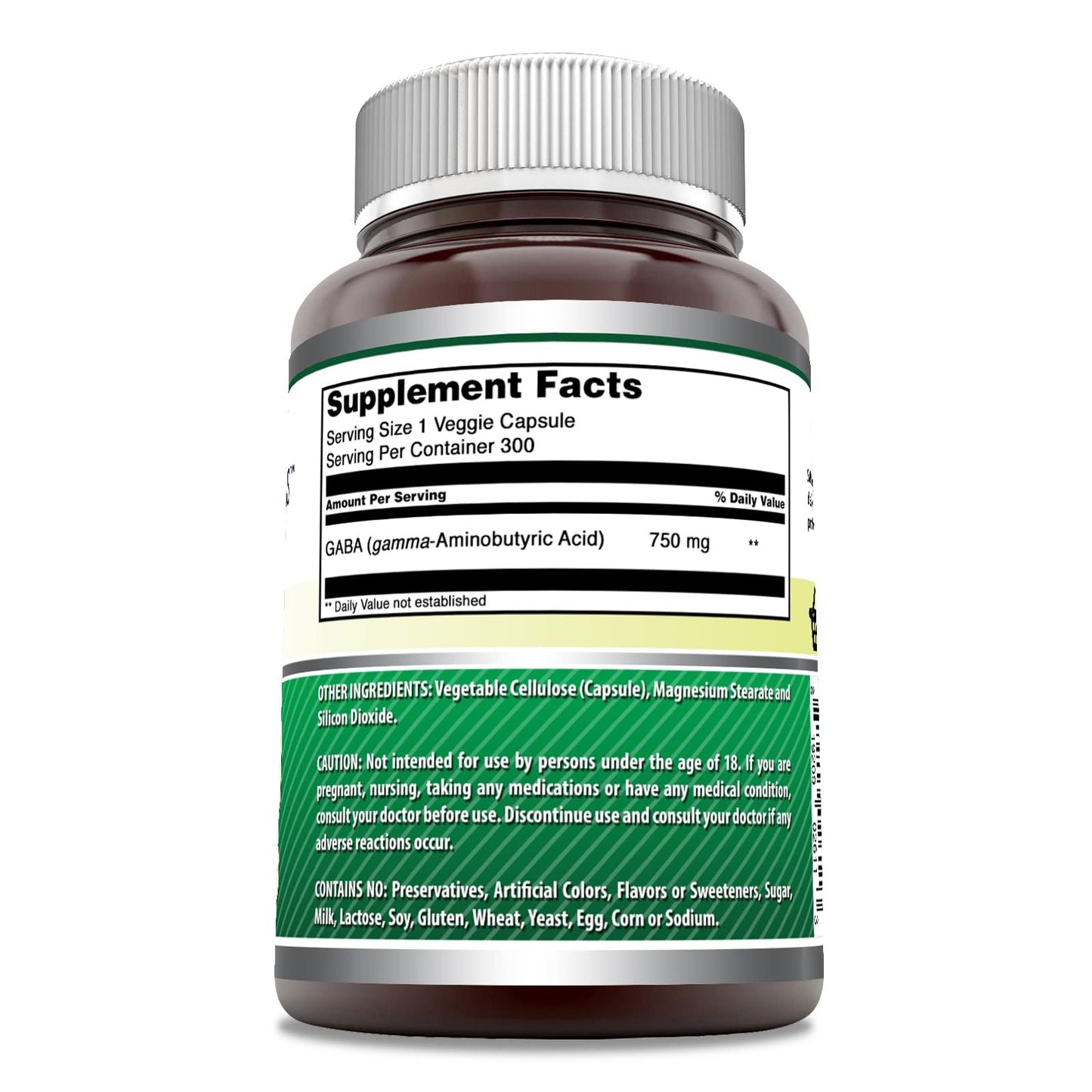 Amazing Nutrition GABA 750mg Veggie Capsules Supplement 300 Capsules
