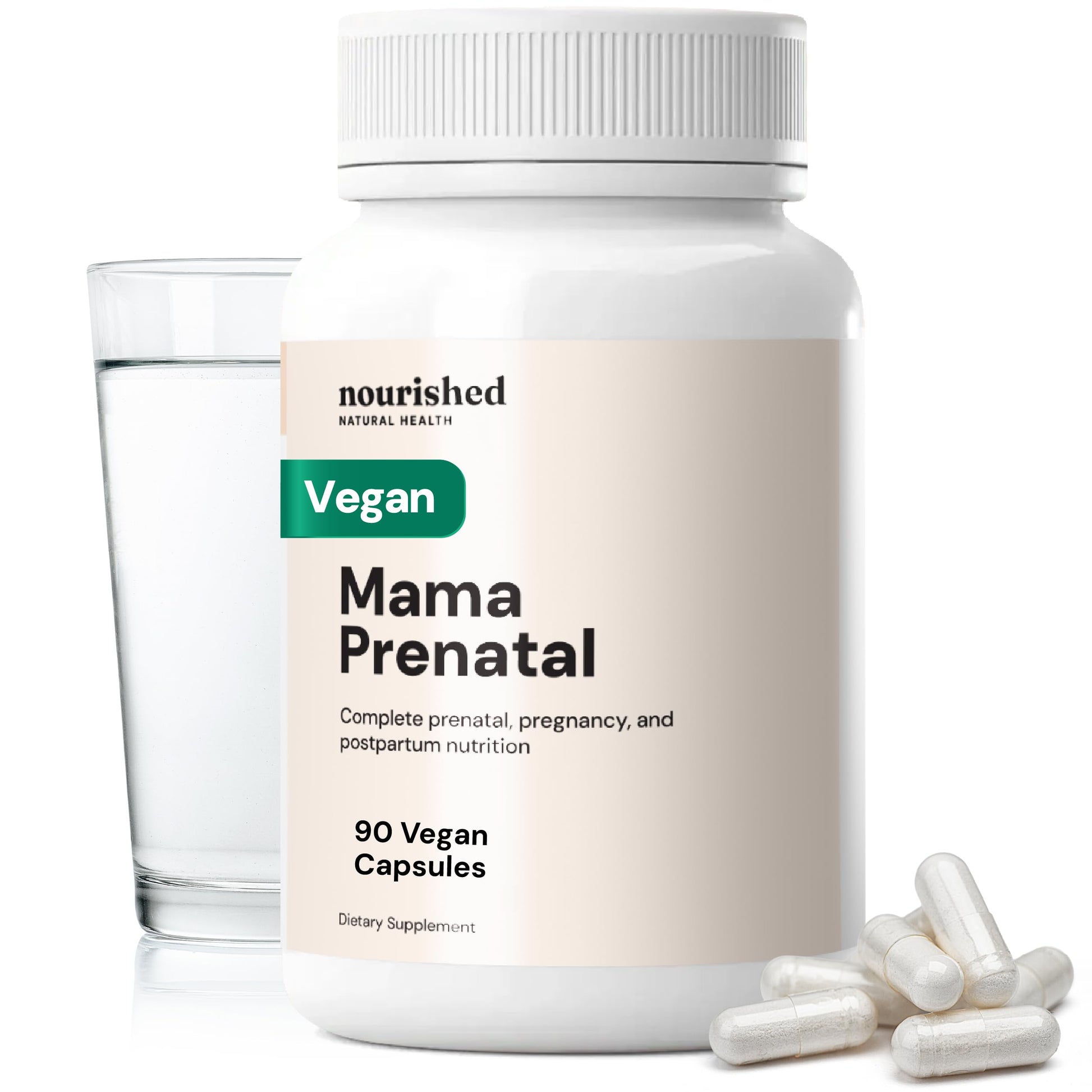 Nourished Natural Health Nourished Prenatal Mama – Prenatal Vitamins for Women with 27 Vital Nutrients, 1,200 mcg Methylated Folate & Choline for Preconception, Pregnancy, Breastfeeding & Postpartum – Iron-Free 90 Capsules