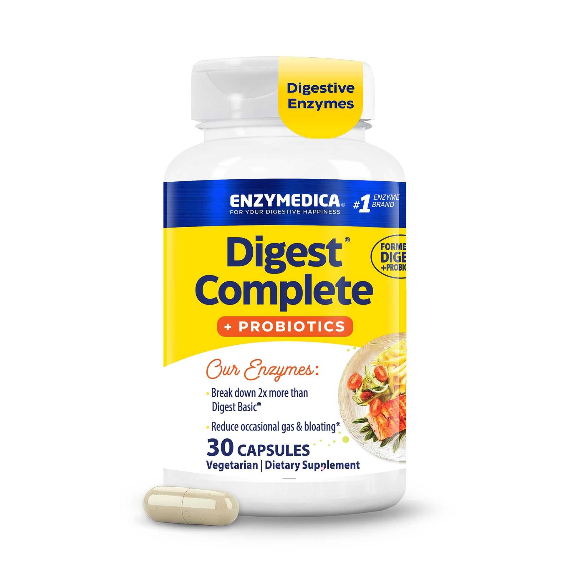 Enzymedica Digest Complete + Probiotics Digestive Enzyme Capsules, 30 Capsules