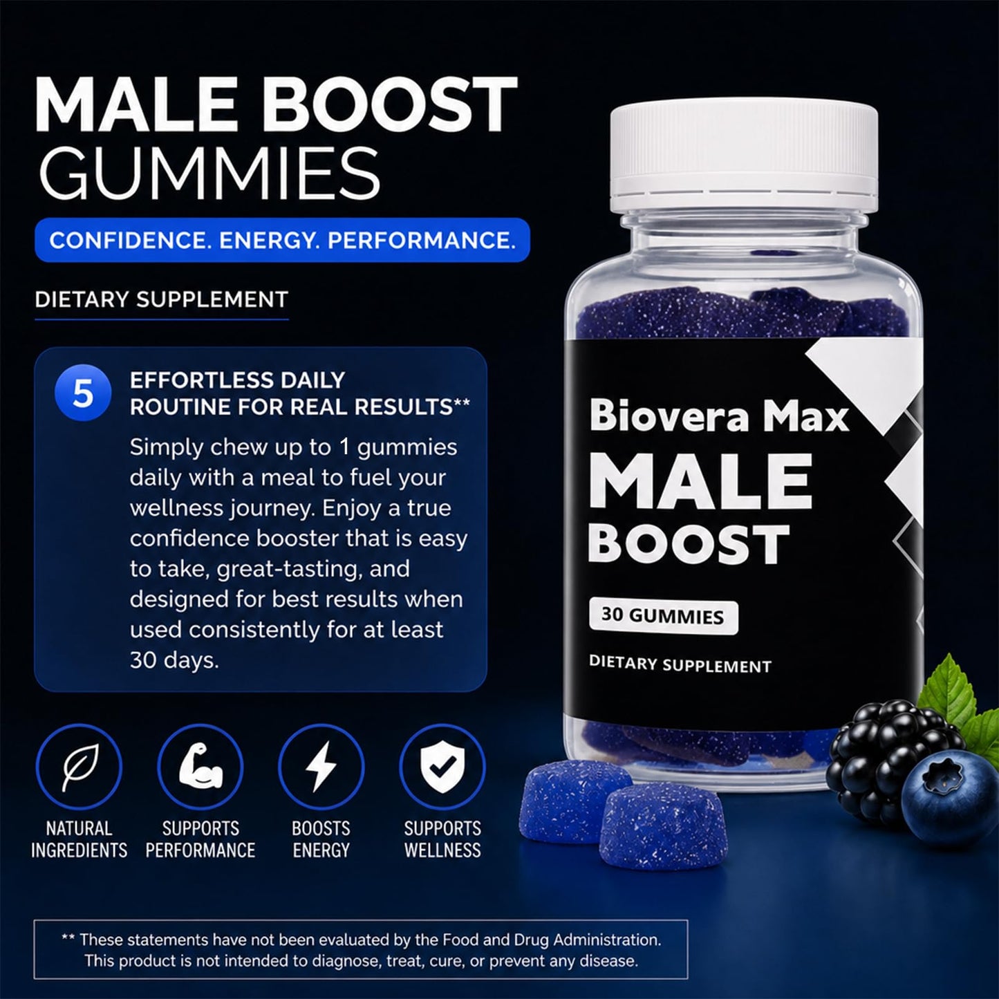 Biovera Max BioVera Male Boost Gummies for Men's Vitality, Stamina & Energy Gummy, 4.23