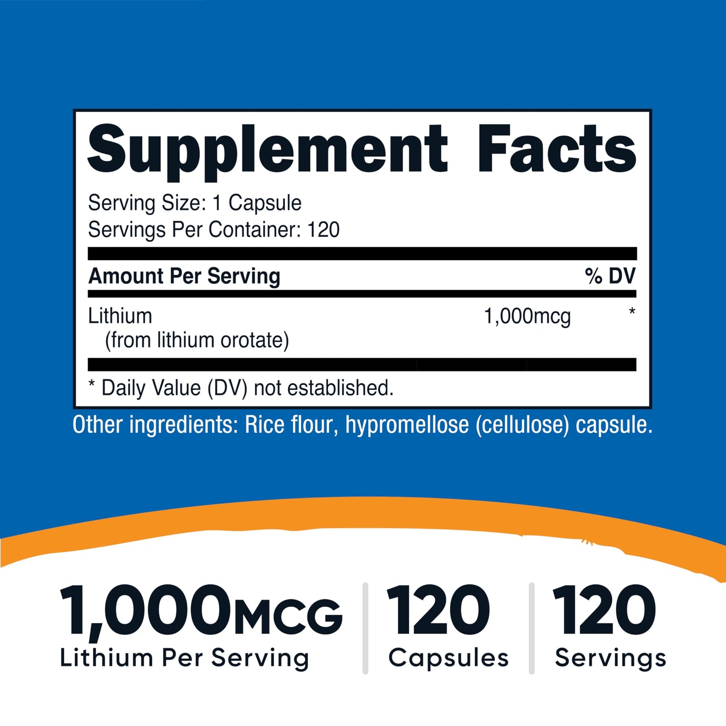 Nutricost Lithium Orotate (1000mcg) Capsules, 120 Count