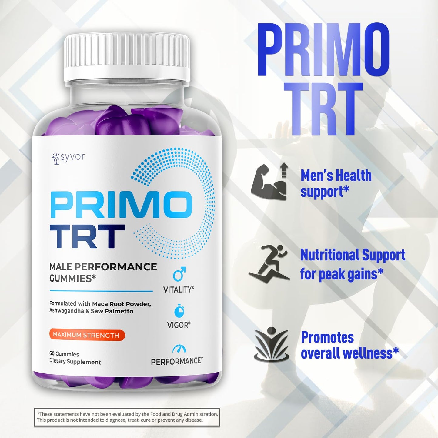 Syvor Primo TRT Gummies for Men Gummy 60 Count