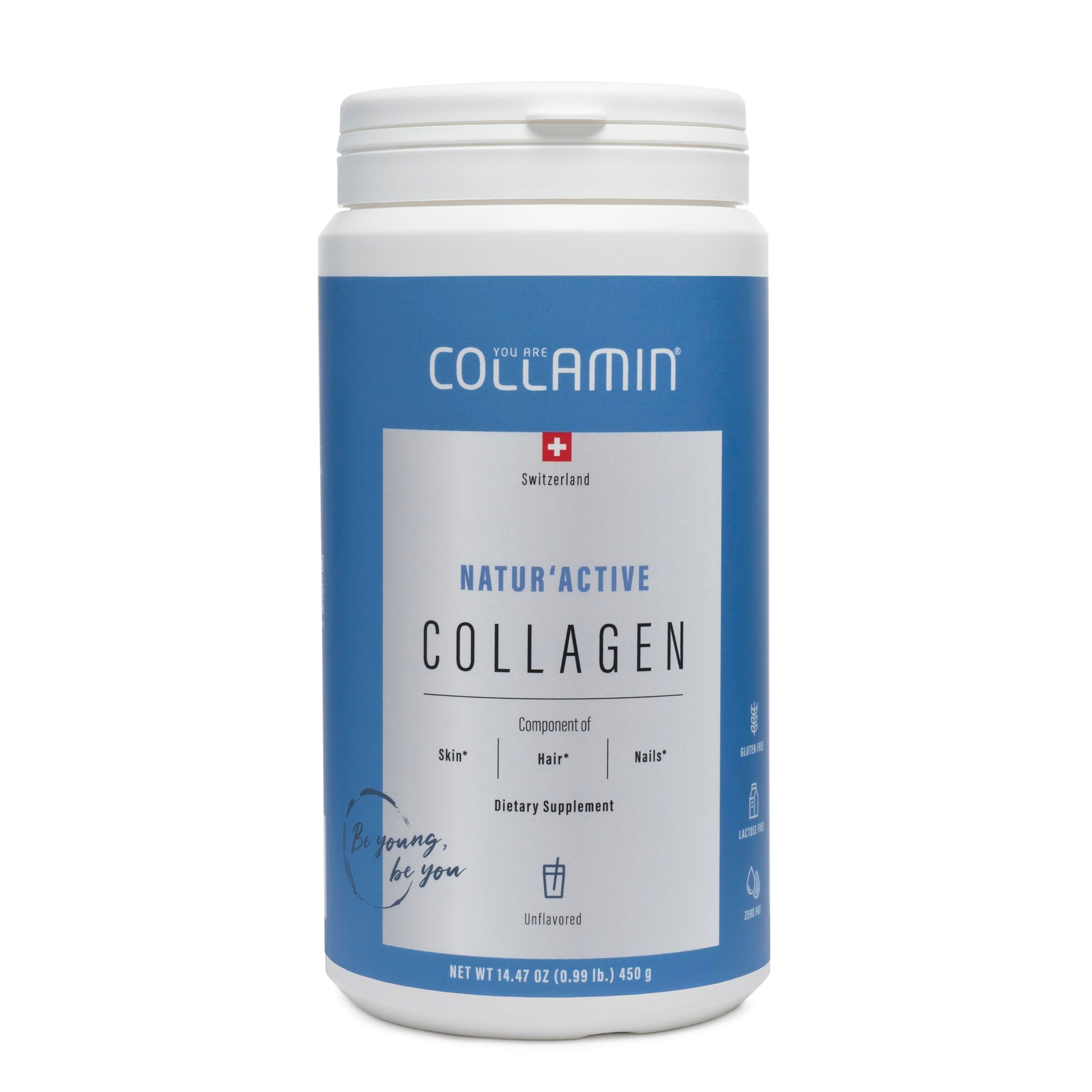 Collamin Natur’Active Hydrolyzed Collagen Peptides from Grass-Fed Swiss Bovine, Unflavored, 9.97 Ounce Powder