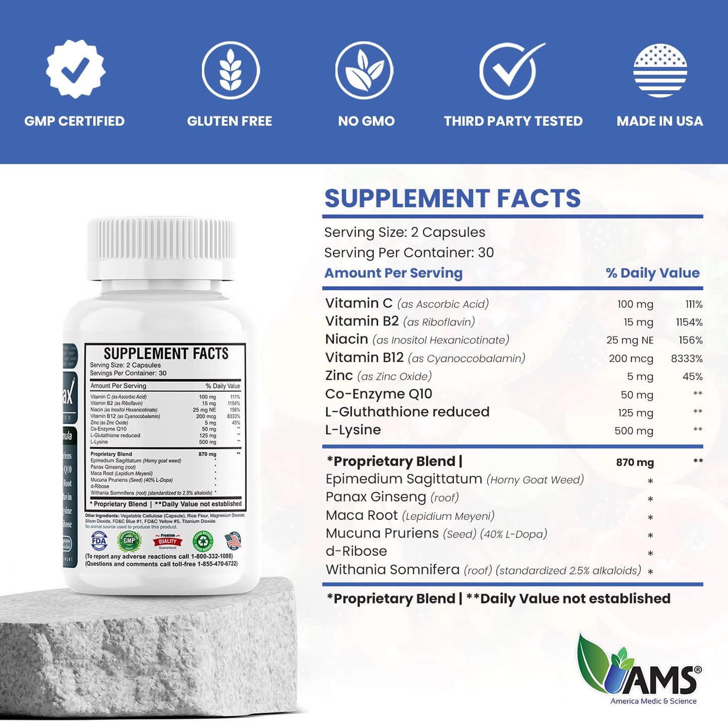 America Medic & Science Sperm Count Max Capsule 60 Count