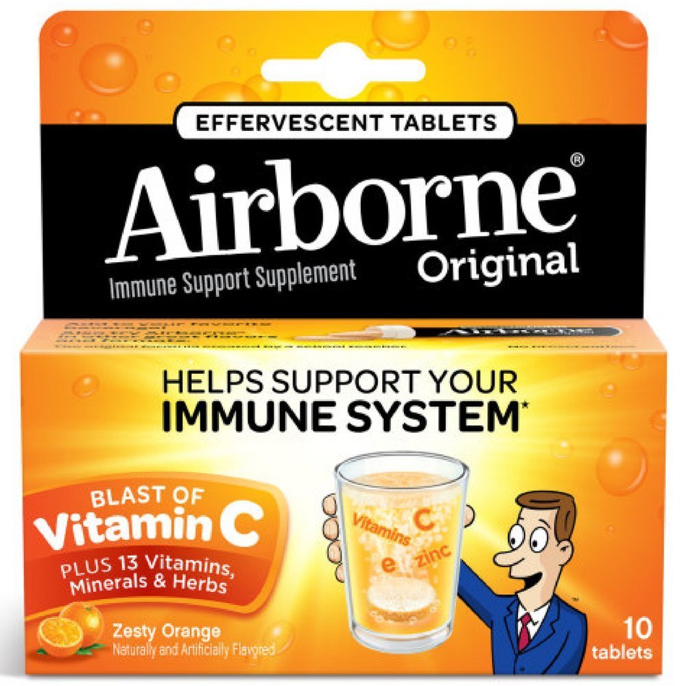 Airborne Zesty Orange Effervescent Vitamin C Tablets, 90 Tablets