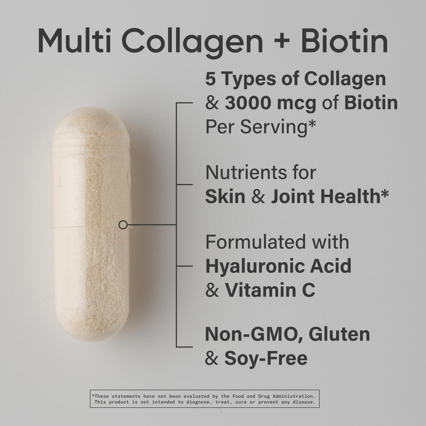 Sports Research Biotin-Infused Collagen Peptides Complex with Hyaluronic Acid – 5 Multi Collagen Types for Hair, Skin & Joint Support, 90 Capsules