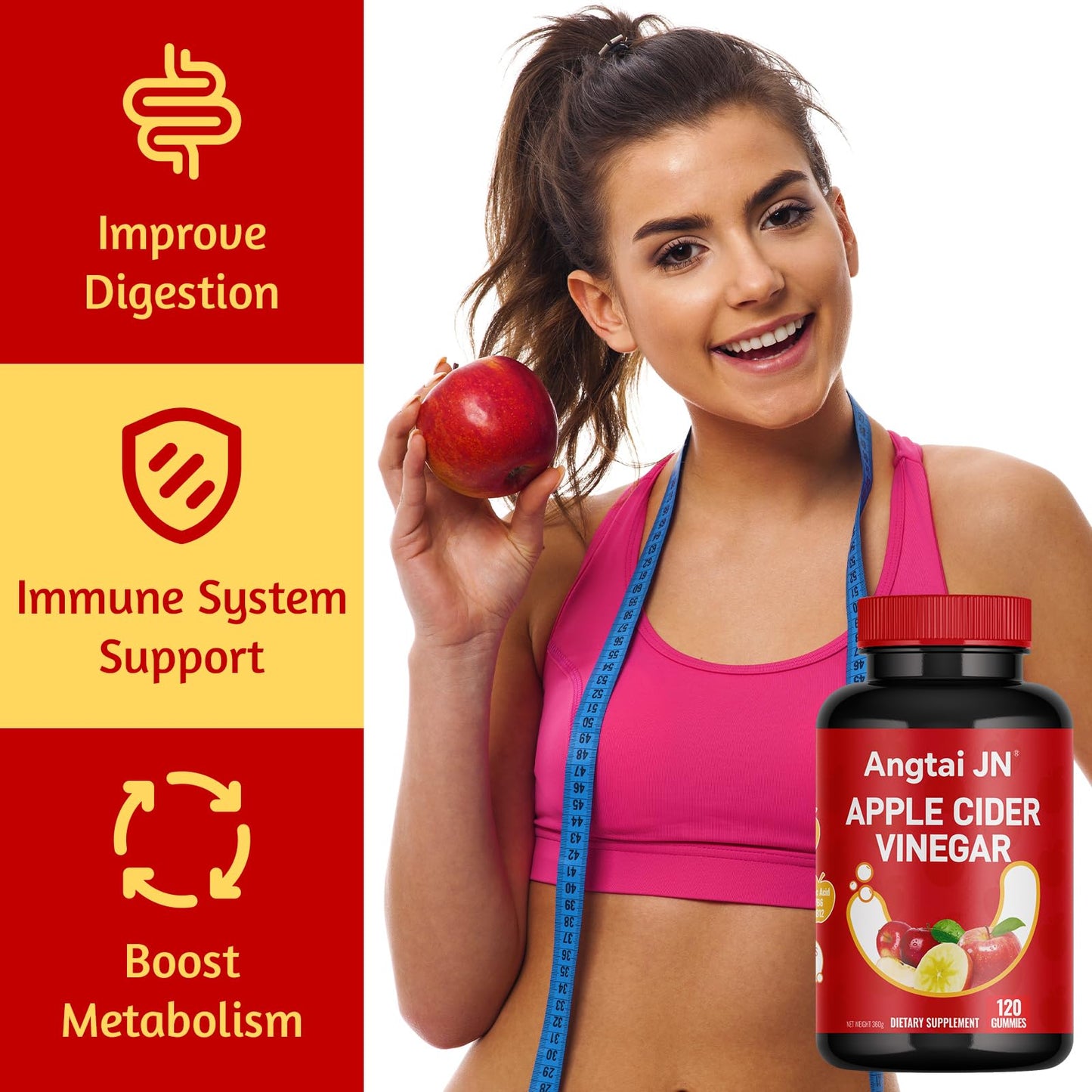 Angtai JN Apple Cider Vinegar Gummies 1000mg, 120 Count