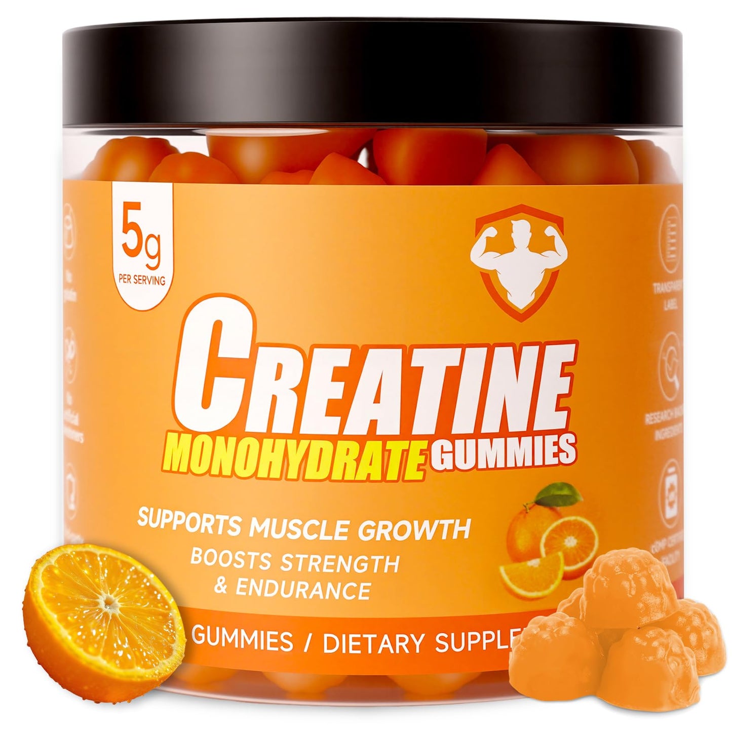 Bruce & Shark Orange Creatine Monohydrate Gummies, 150 Count