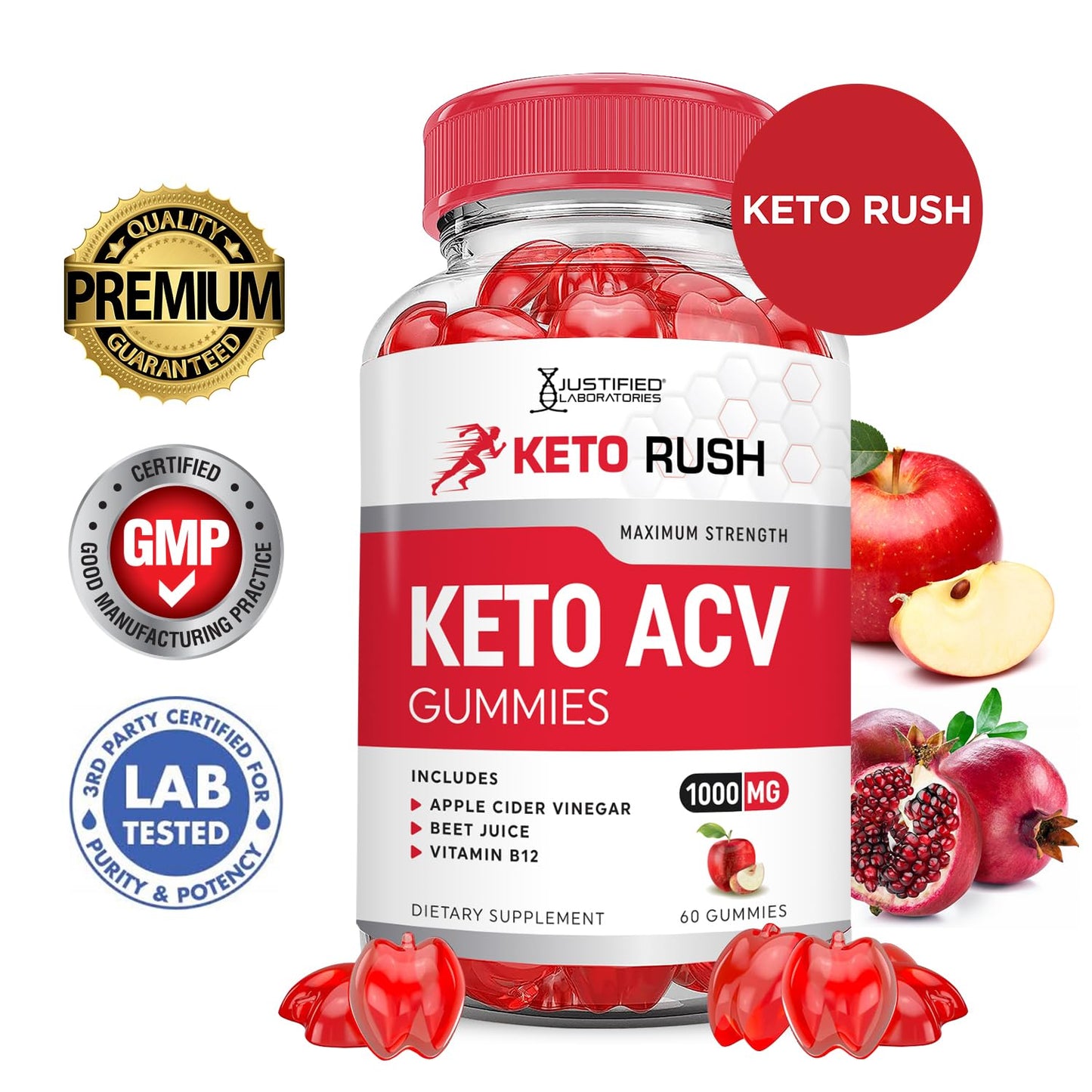Justified Laboratories Keto Rush Keto ACV Gummies 300 Count