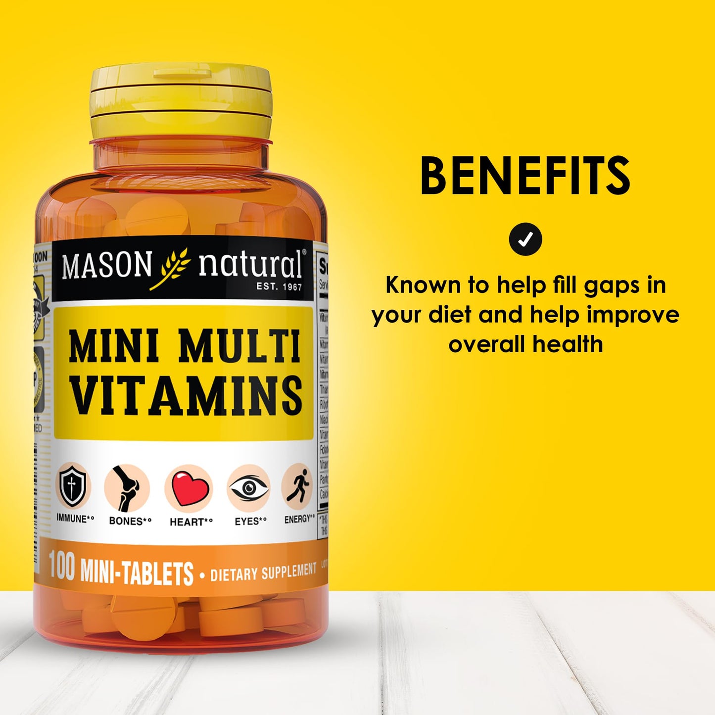 Mason Natural Mini Multivitamin with Iron Tablet, 100 Count