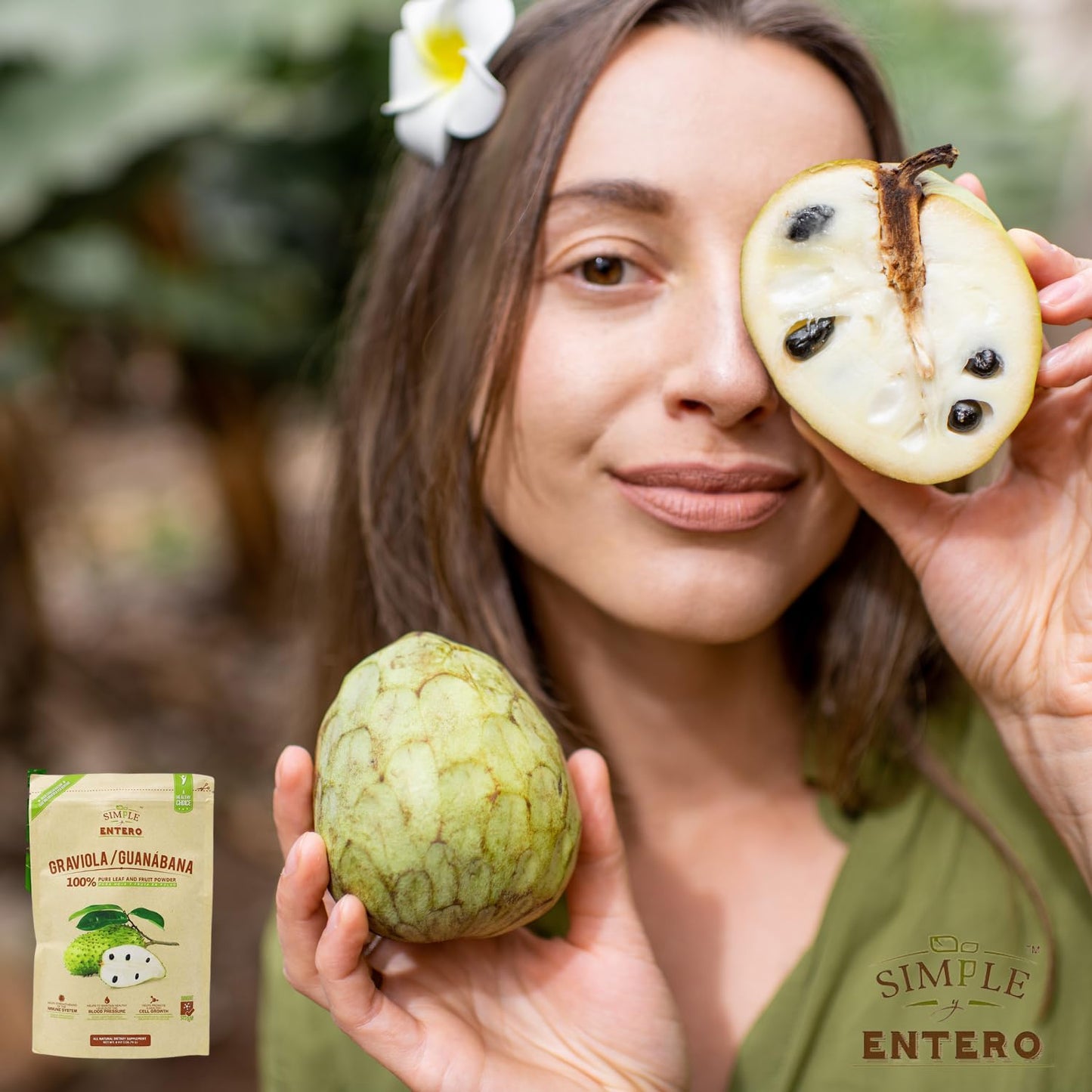 Simple y Entero Graviola/Guanabana 100% Pure Leaf Powder, 16 Oz (Pack of 2)