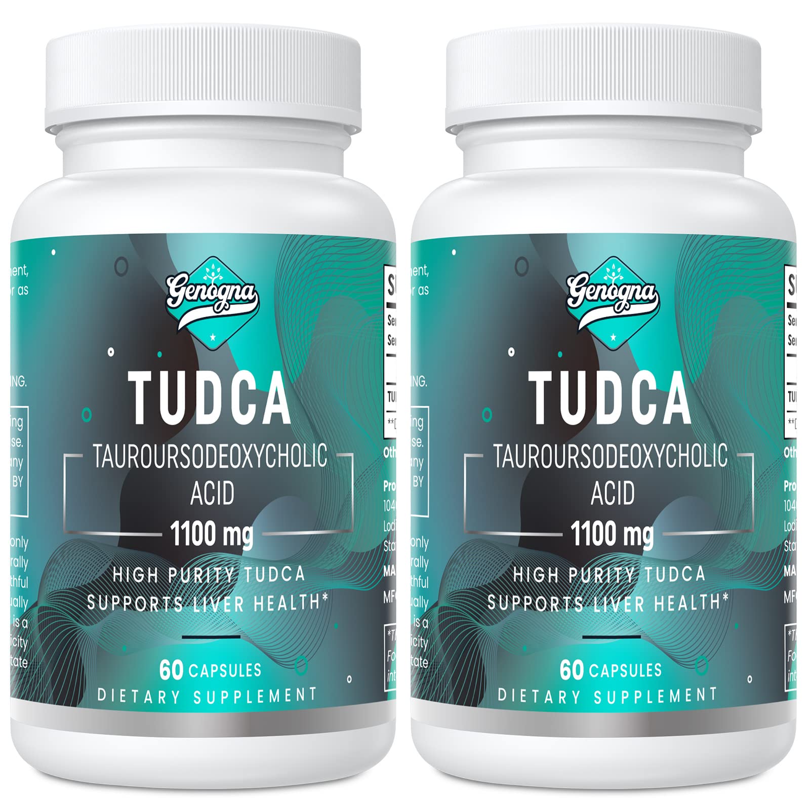 Genogna TUDCA 1100mg Liver Support Detox Capsules, 120 Capsules