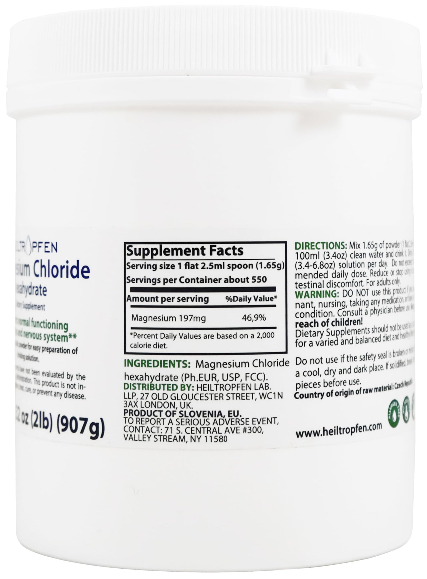 Heiltropfen Magnesium Chloride Hexahydrate Crystal Powder 32 Ounce