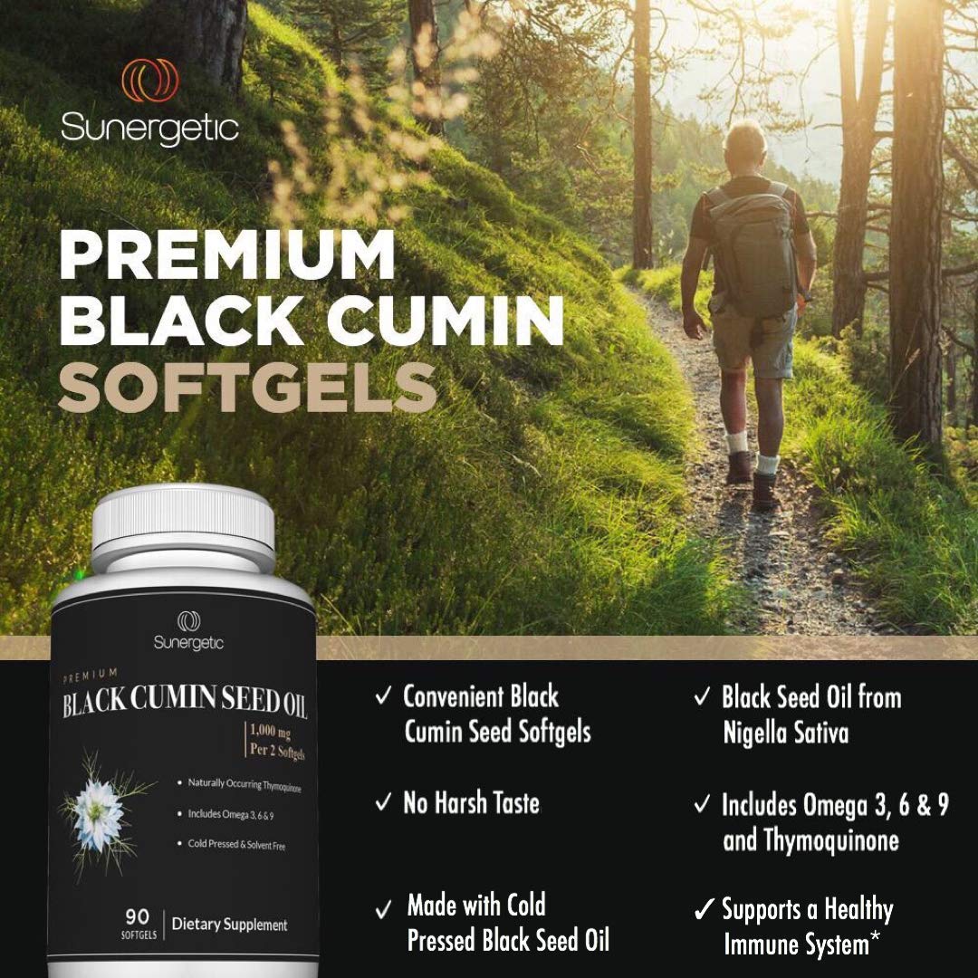 Sunergetic Black Cumin Seed Oil Softgels, 90 Count