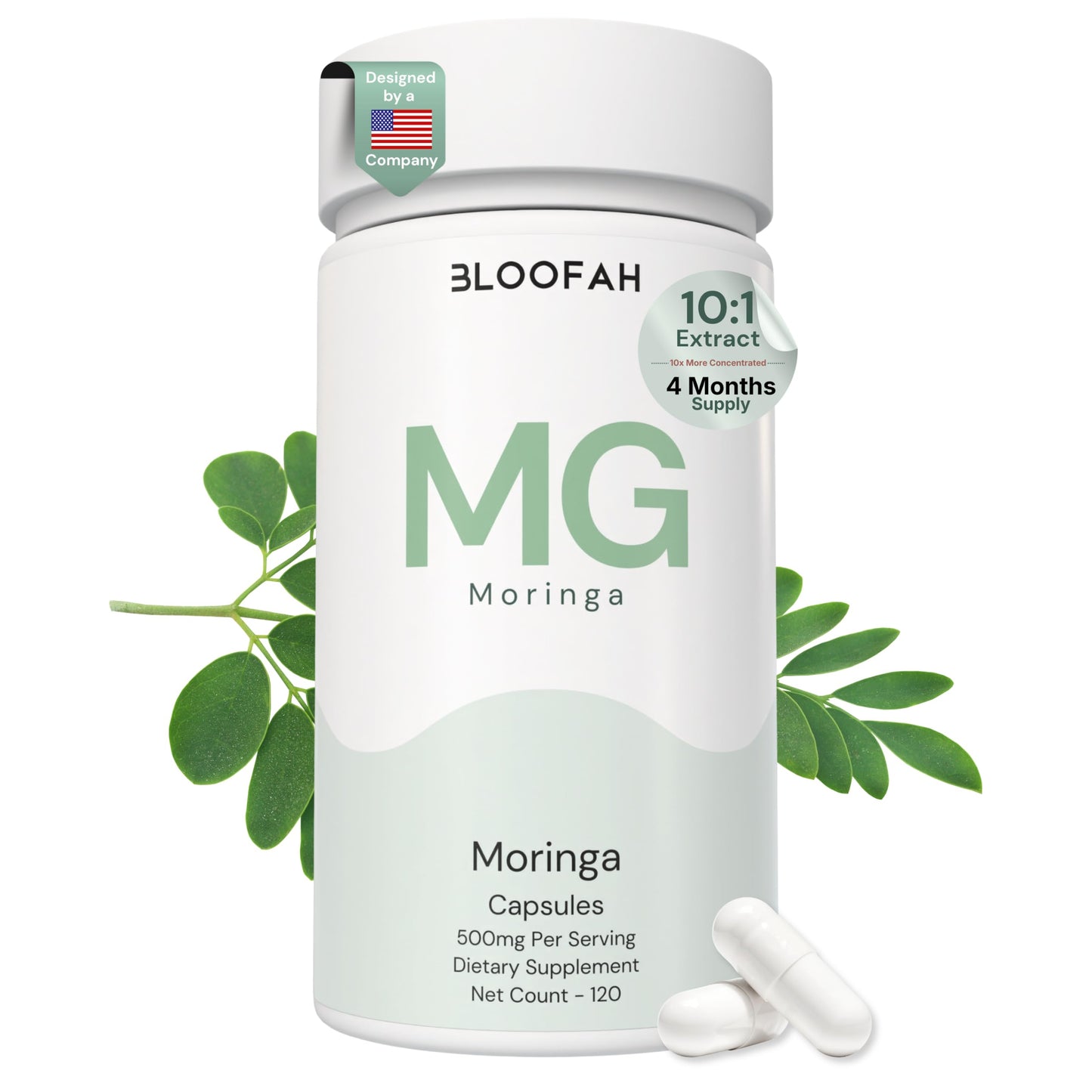 Bloofah MG Moringa Capsules 500mg 120 Count