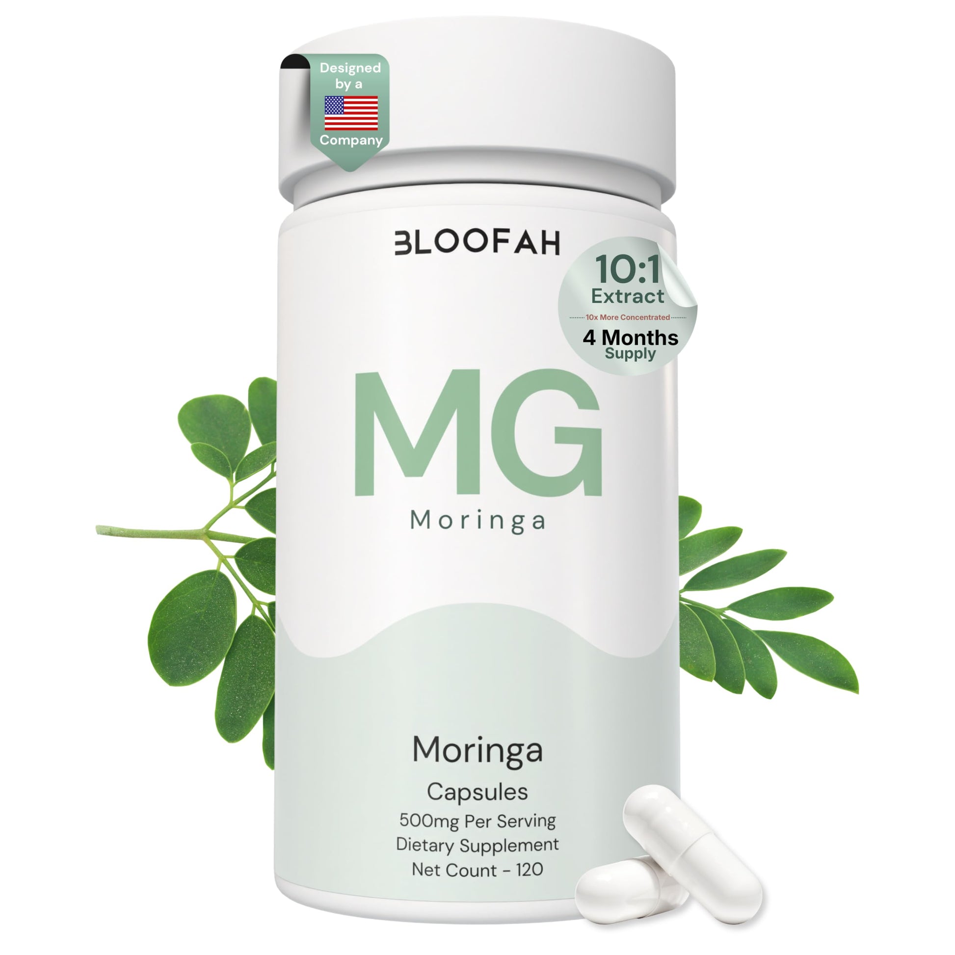 Bloofah MG Moringa Capsules 500mg 120 Count