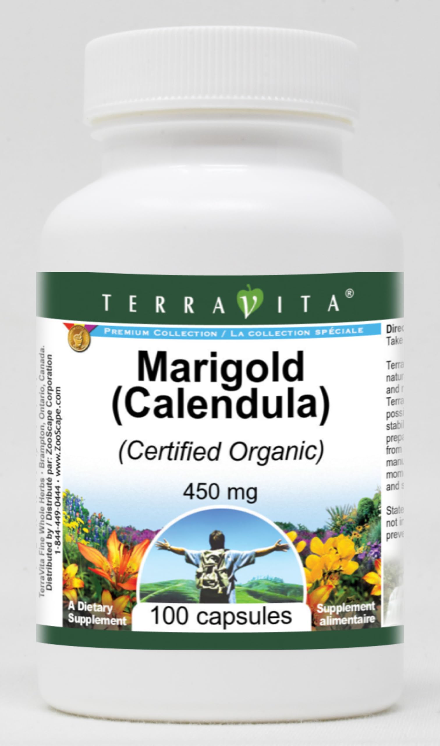 Terravita Marigold (Calendula) (Certified Organic) - 450 mg Capsule, 100 Capsules