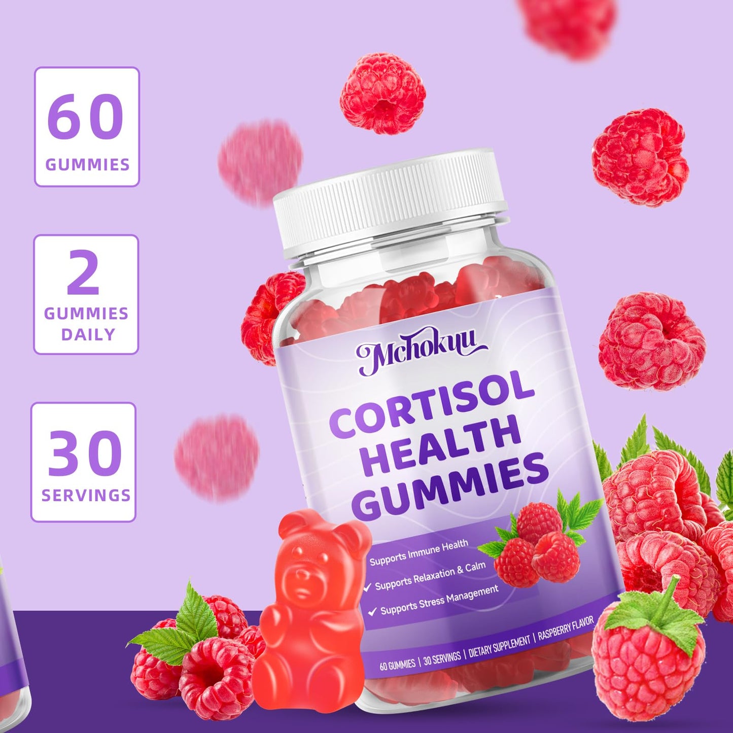 Mchokuu Cortisol Supplement Gummies 60 Count