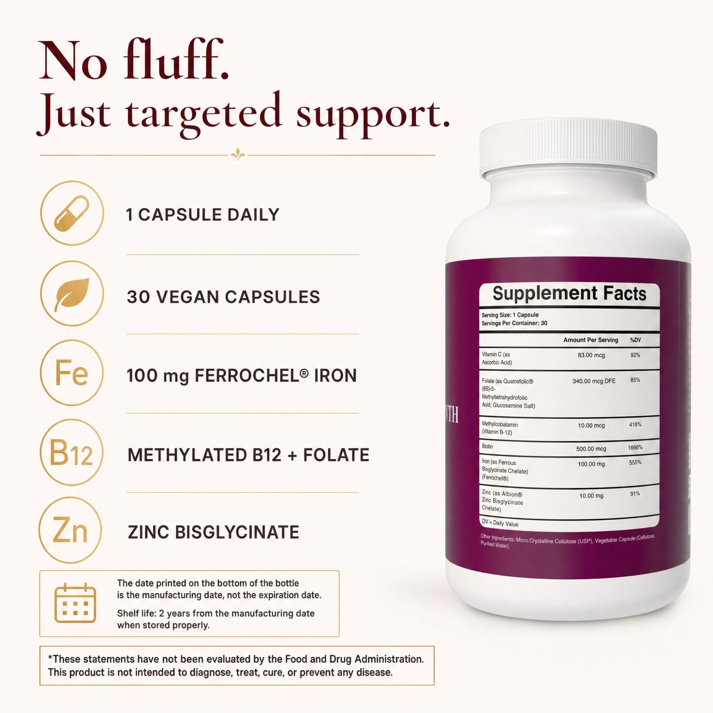 Ferluxe Ferritin Iron Supplement for Women Capsule 30 Count
