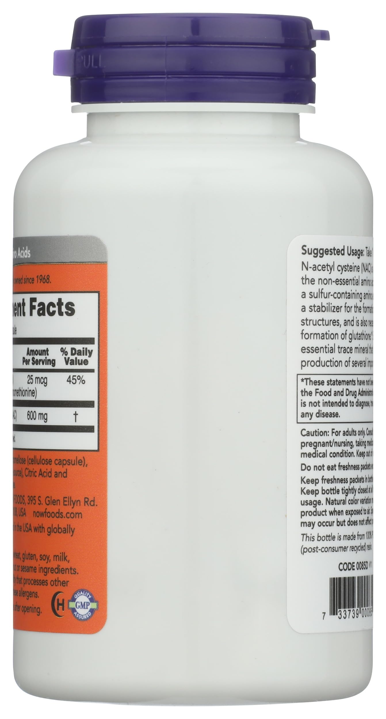 NOW Foods Nacacetyl Cysteine 600mg Capsules, 100 Capsules