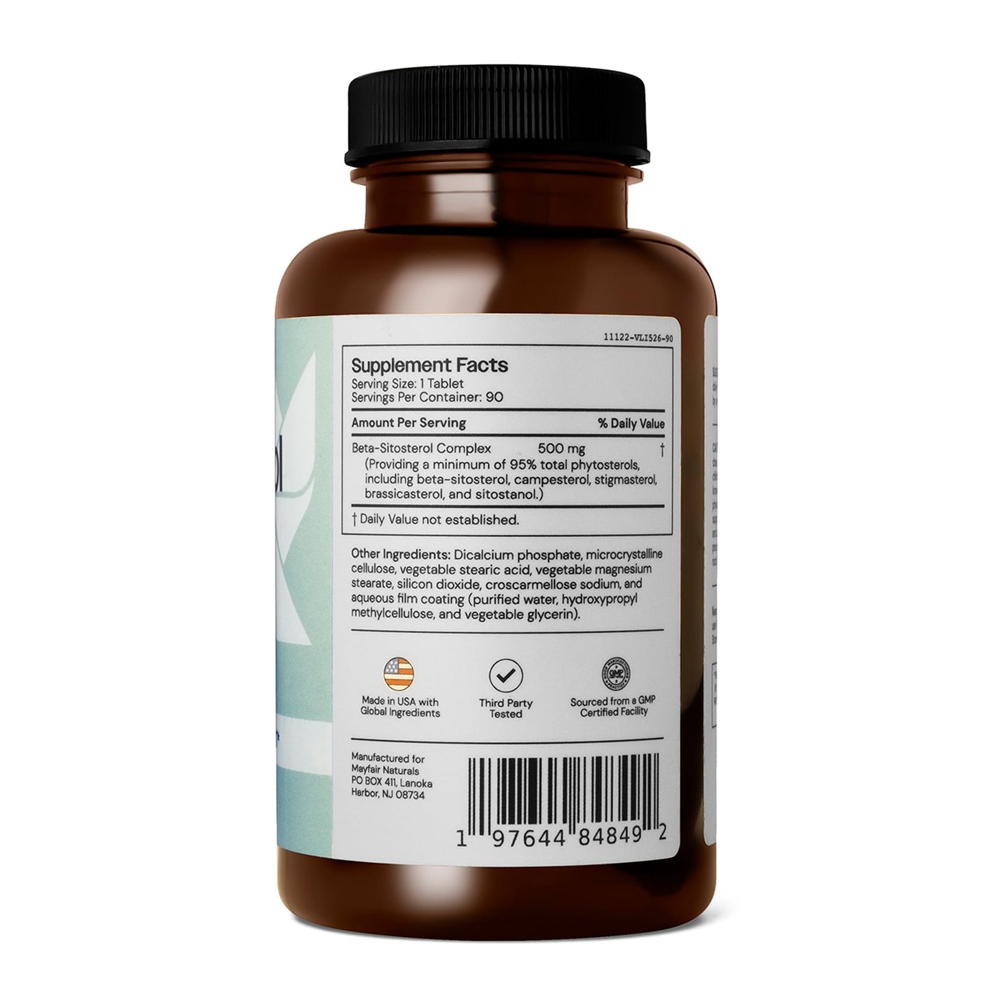 Mayfair Naturals Beta Sitosterol Complex 500mg Tablet, 90 Count