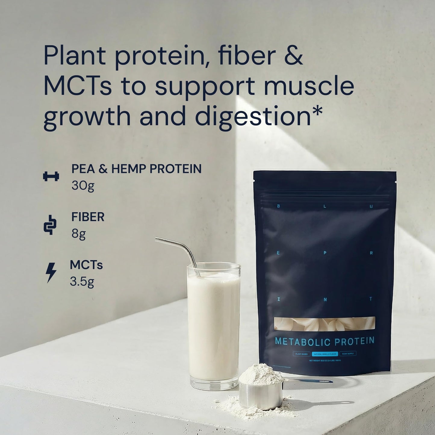 Blueprint Bryan Johnson Vegan Protein Meal Replacement Hemp Protein Powder – Vanilla, 2.32 lb